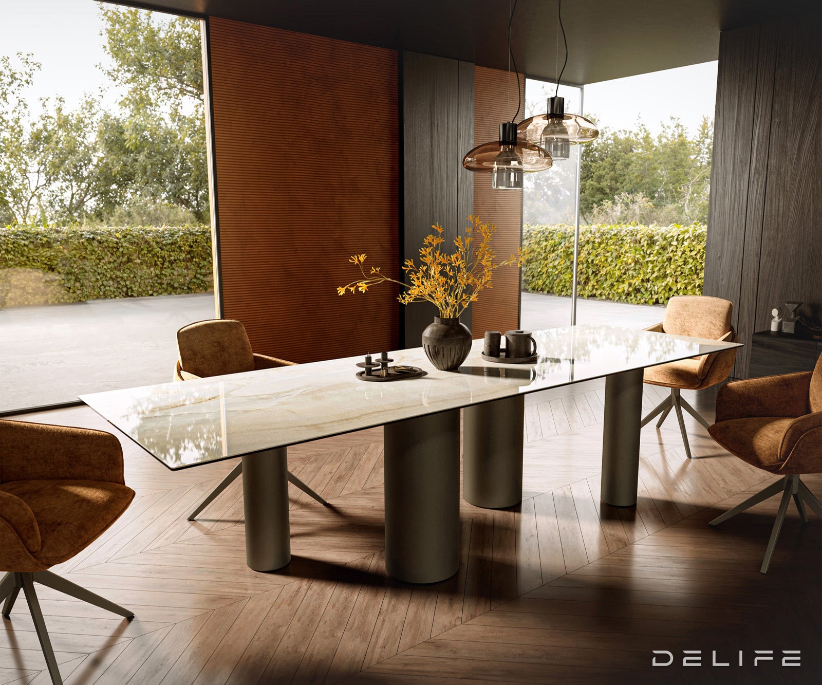 Blagovaonski stol Edge 300x100cm, Materijal: Keramika Laminam Onice Oro