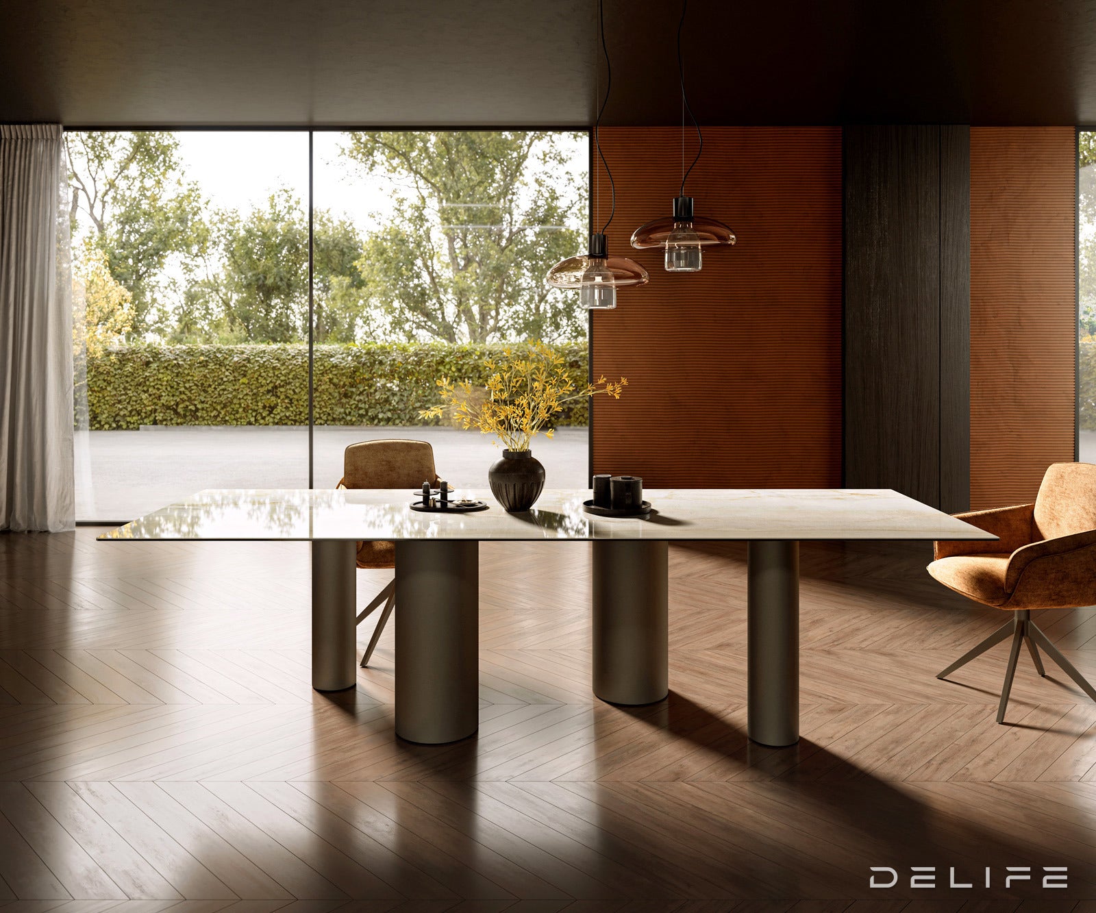 Blagovaonski stol Edge 300x100cm, Materijal: Keramika Laminam Onice Oro