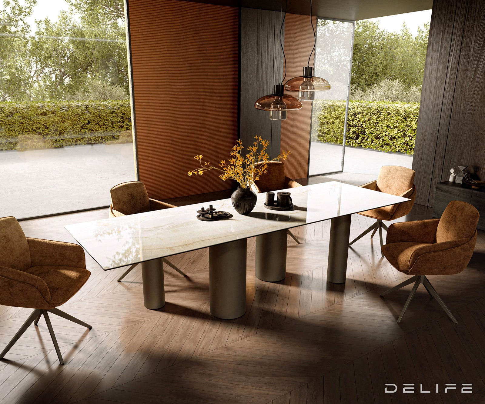 Blagovaonski stol Edge 300x100cm, Materijal: Keramika Laminam Onice Oro