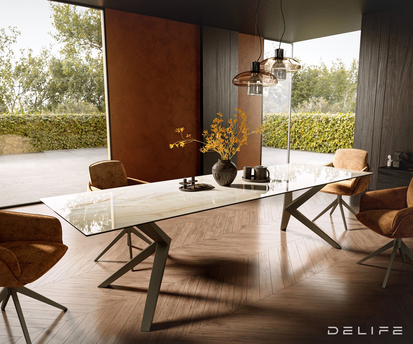 Blagovaonski stol Edge 300x100cm, Materijal: Keramika Laminam Onice Oro