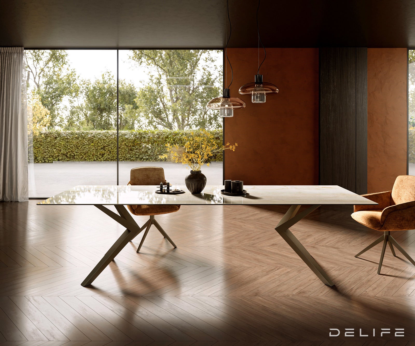 Blagovaonski stol Edge 300x100cm, Materijal: Keramika Laminam Onice Oro