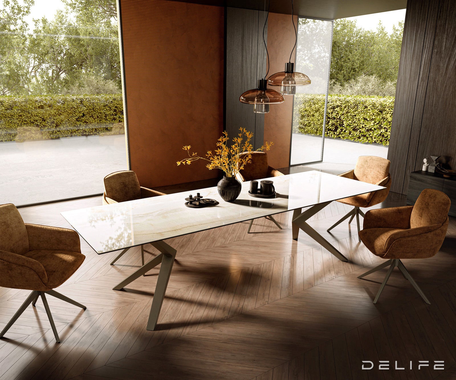 Blagovaonski stol Edge 300x100cm, Materijal: Keramika Laminam Onice Oro