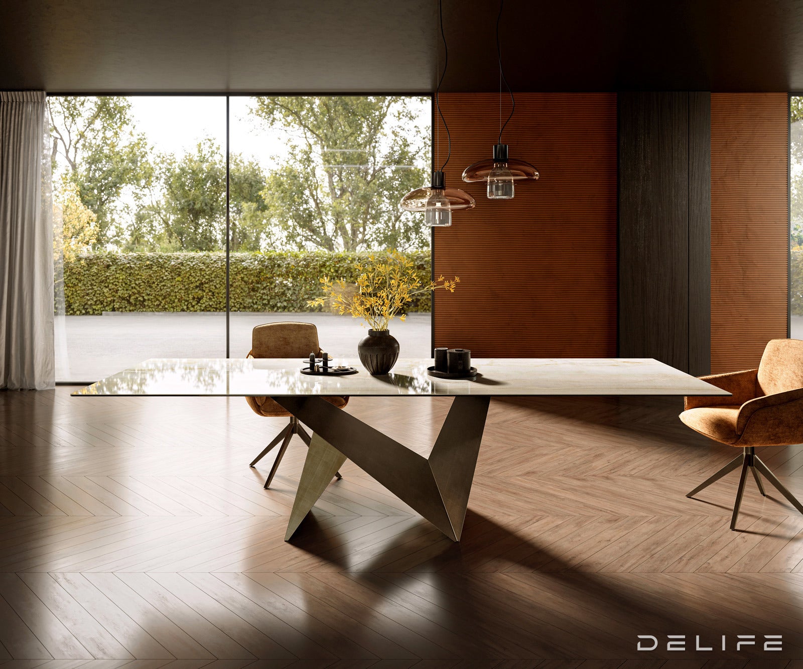 Blagovaonski stol Edge 300x100cm, Materijal: Keramika Laminam Onice Oro