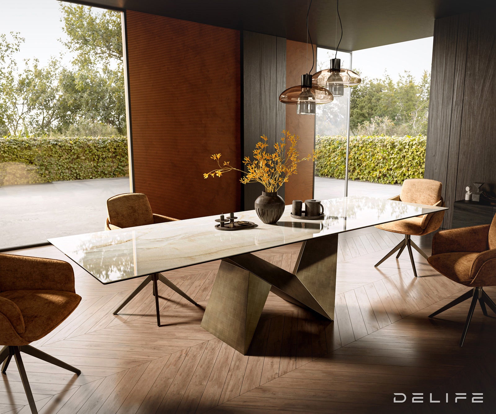 Blagovaonski stol Edge 300x100cm, Materijal: Keramika Laminam Onice Oro