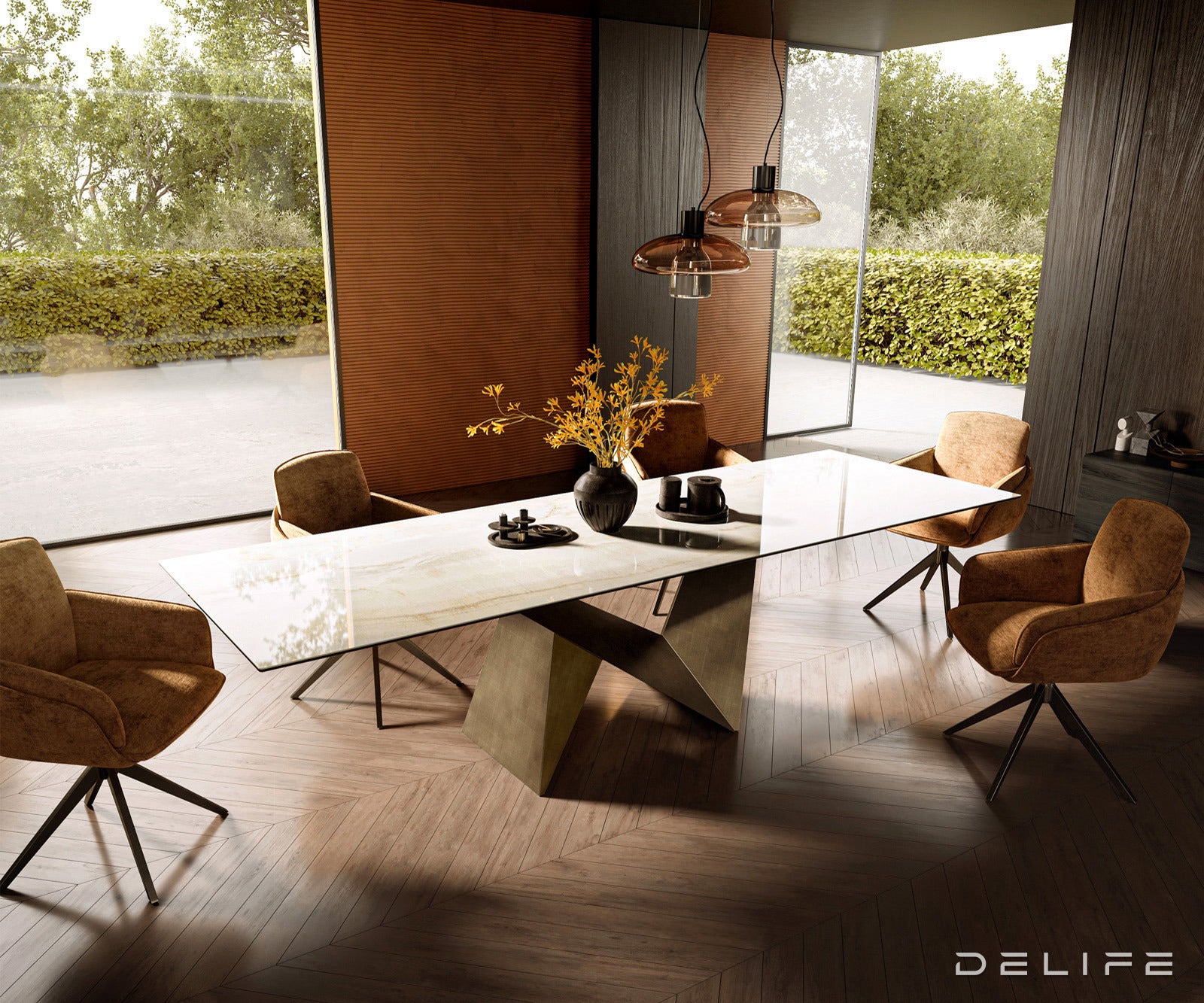 Blagovaonski stol Edge 300x100cm, Materijal: Keramika Laminam Onice Oro