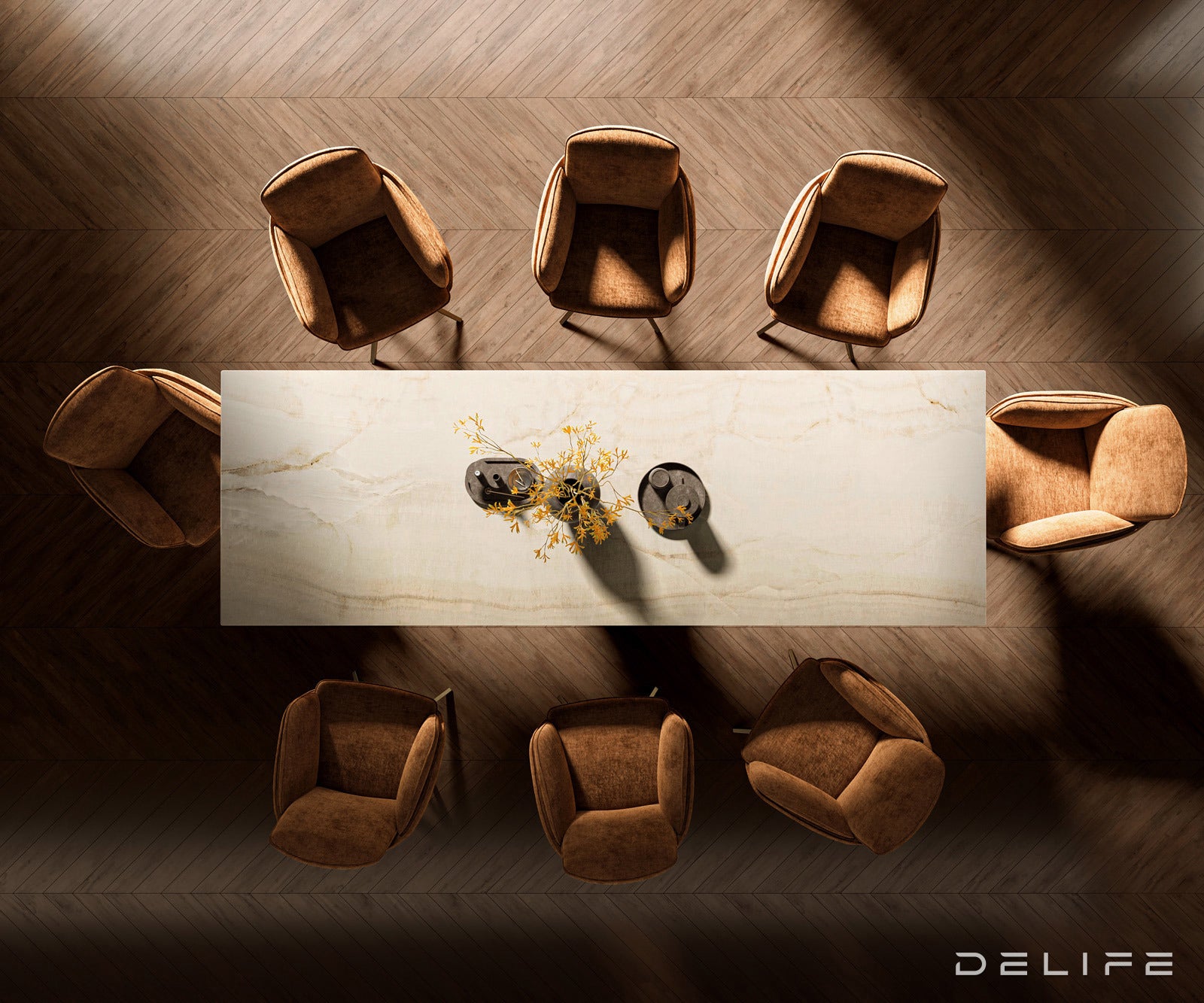 Blagovaonski stol Edge 300x100cm, Materijal: Keramika Laminam Onice Oro