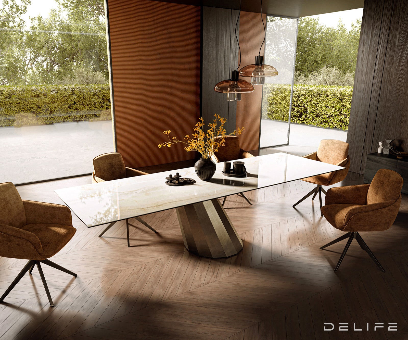 Blagovaonski stol Edge 300x100cm, Materijal: Keramika Laminam Onice Oro