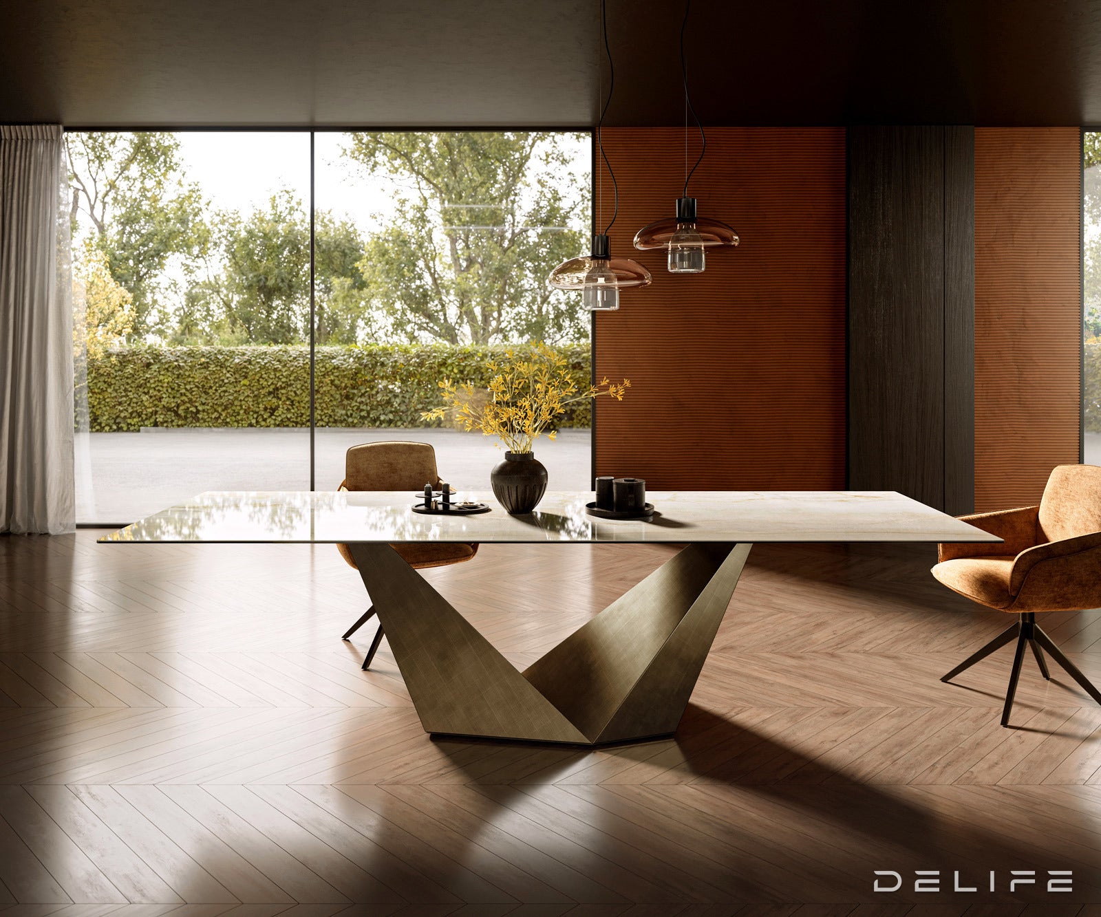 Blagovaonski stol Edge 300x100cm, Materijal: Keramika Laminam Onice Oro