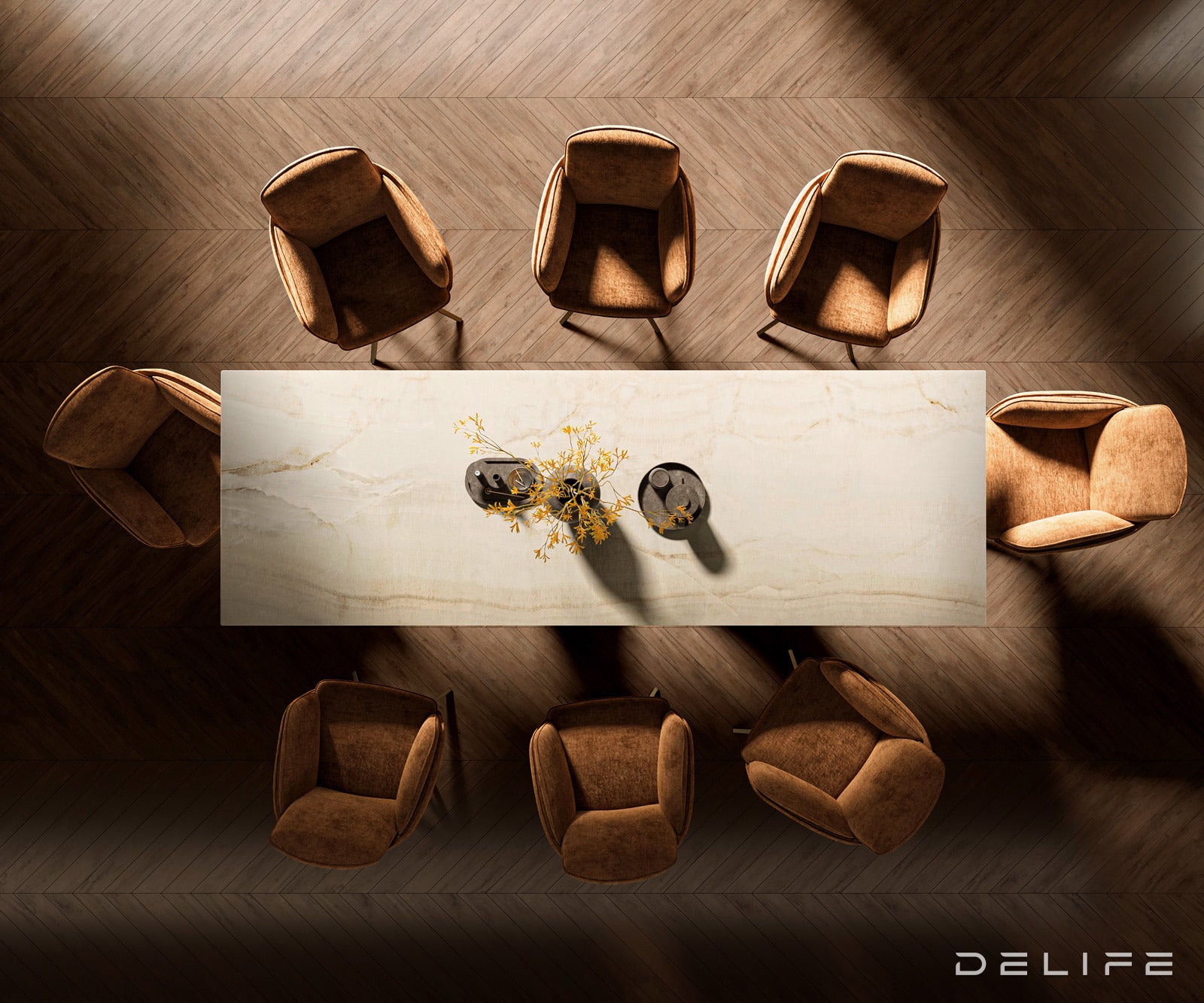 Blagovaonski stol Edge 300x100cm, Materijal: Keramika Laminam Onice Oro