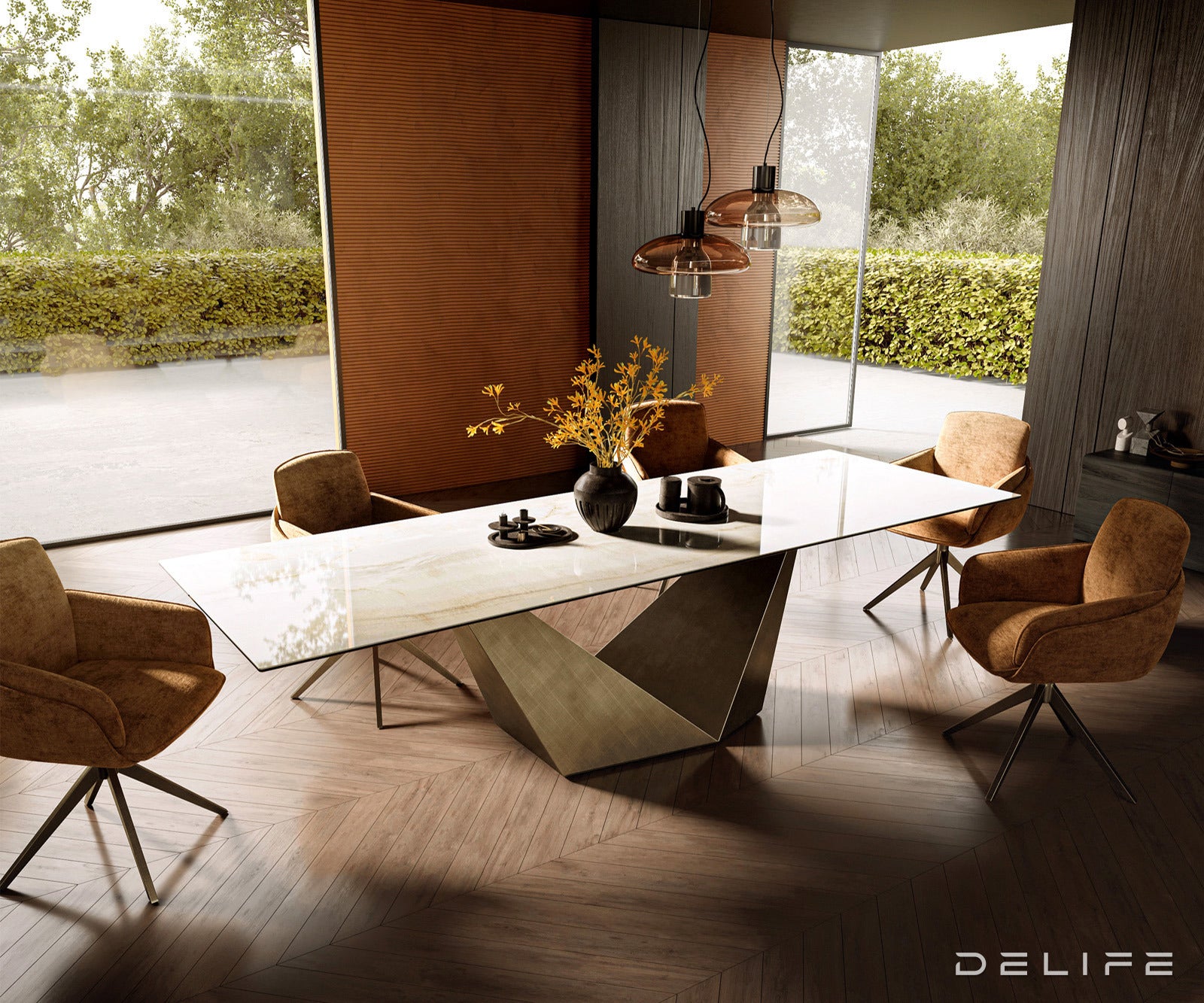 Blagovaonski stol Edge 300x100cm, Materijal: Keramika Laminam Onice Oro