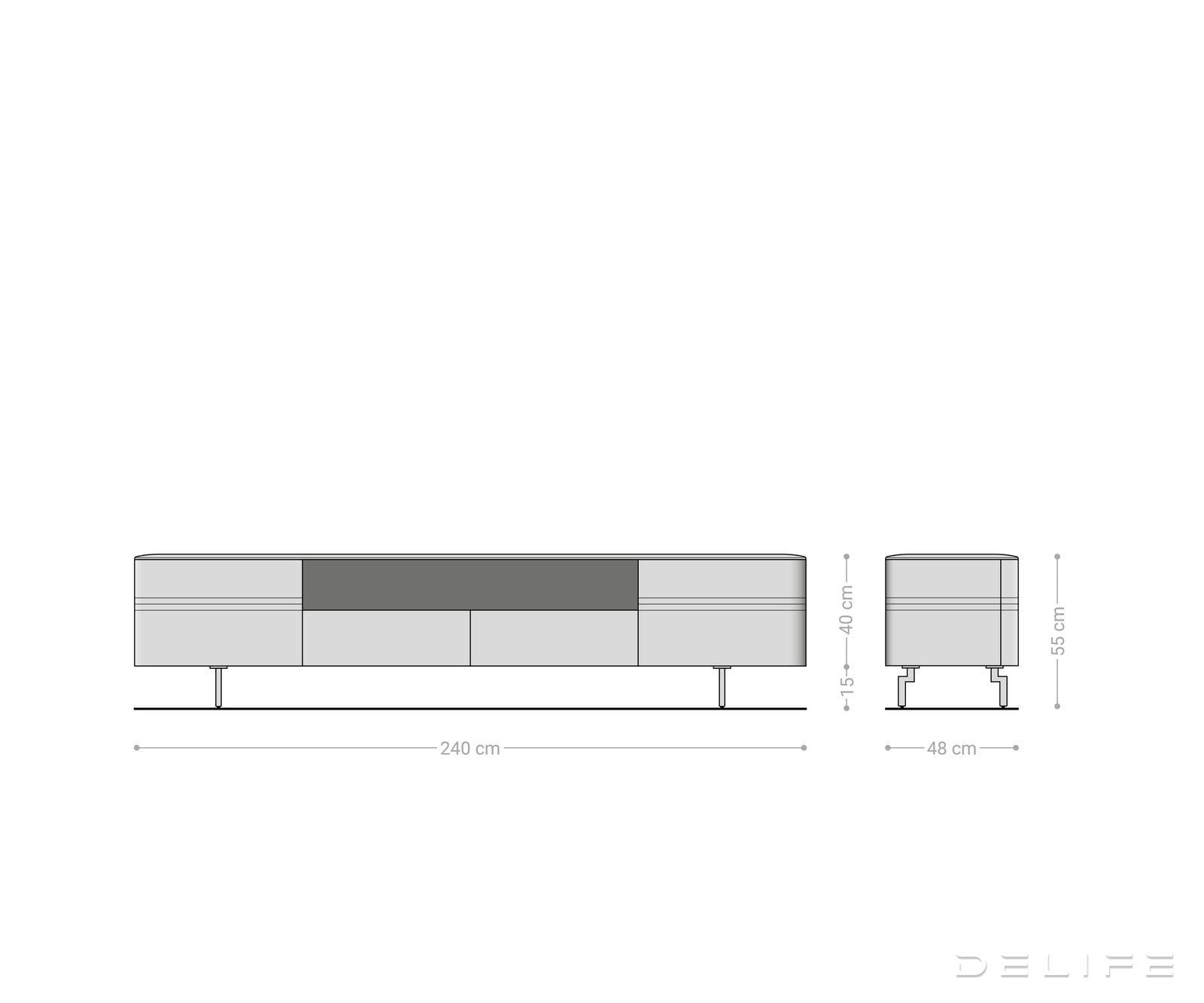 TV Komoda Nagaru 240 cm, Materijal: Bagrem