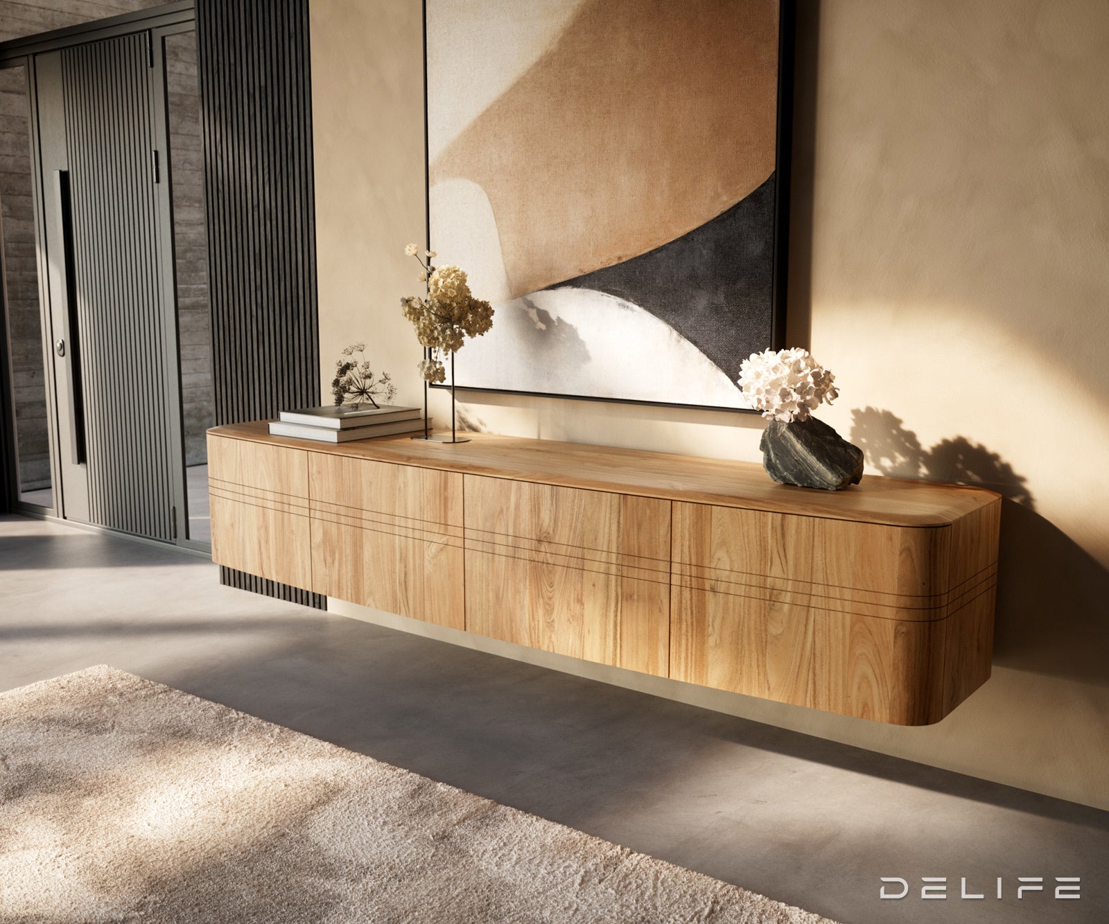 TV Komoda Nagaru 220 cm, Materijal: Bagrem