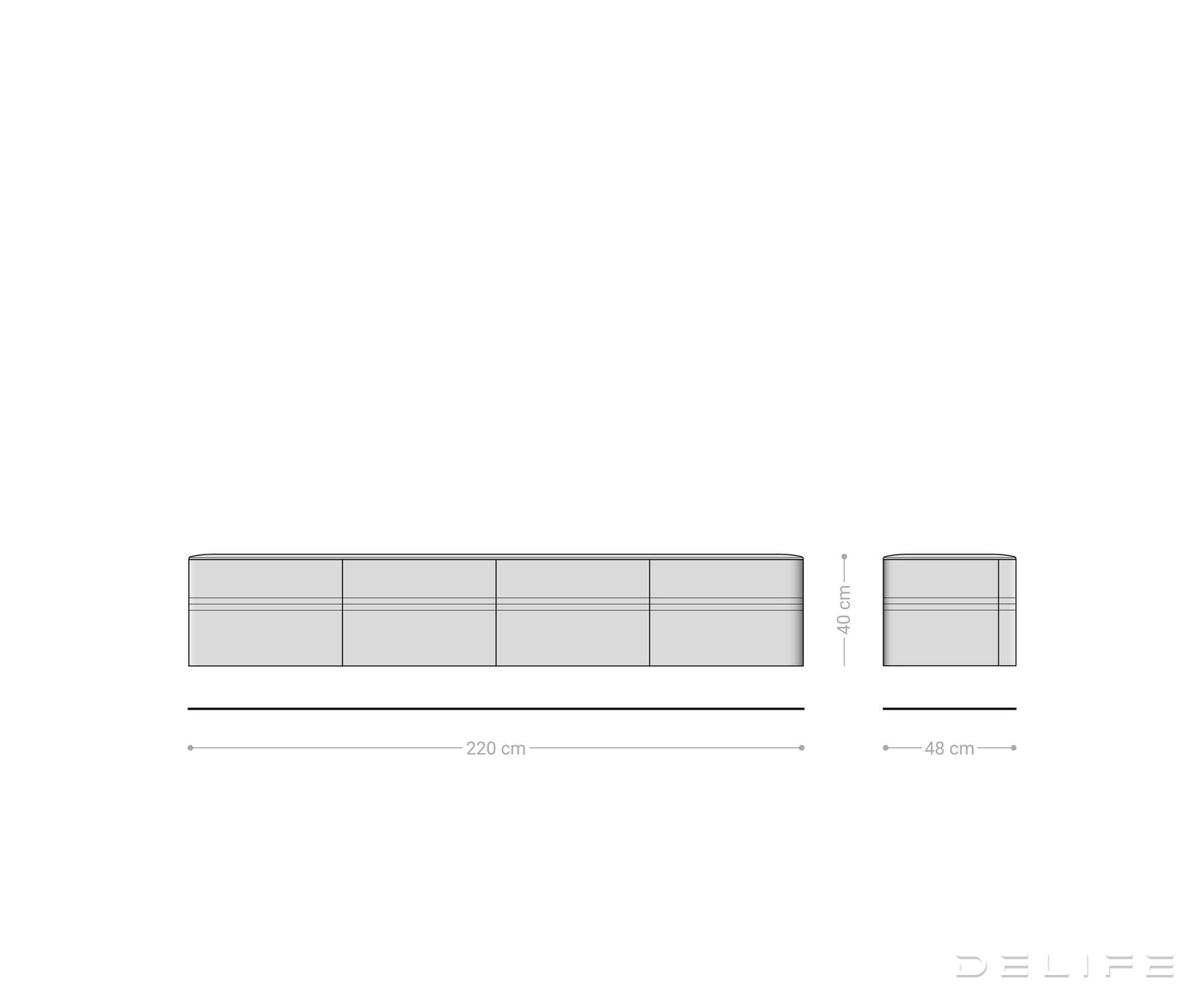 TV Komoda Nagaru 220 cm, Materijal: Bagrem
