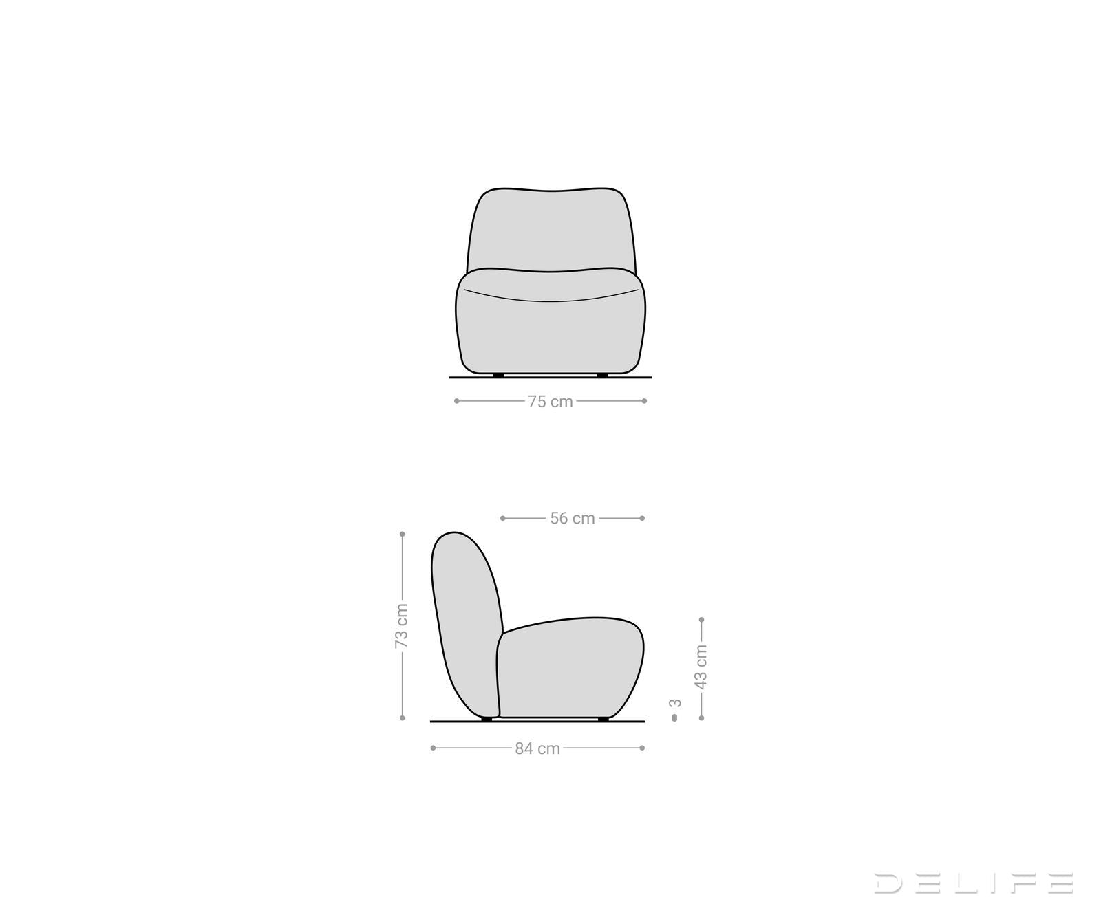 Fotelja Zena 75x84cm, Materijal: Pliš