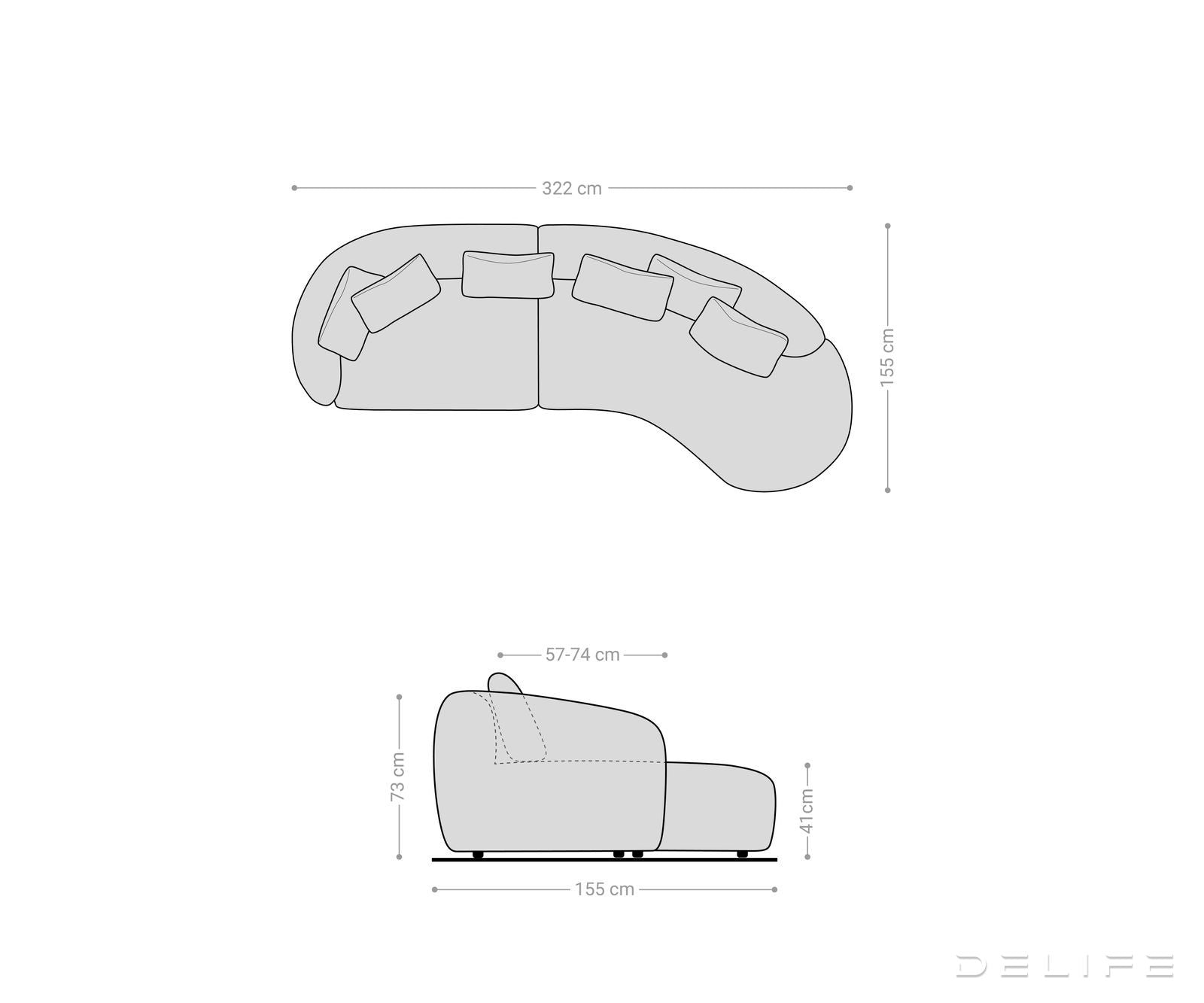 Sofa Mairi 322x155cm, Materijal: Mikrofibra