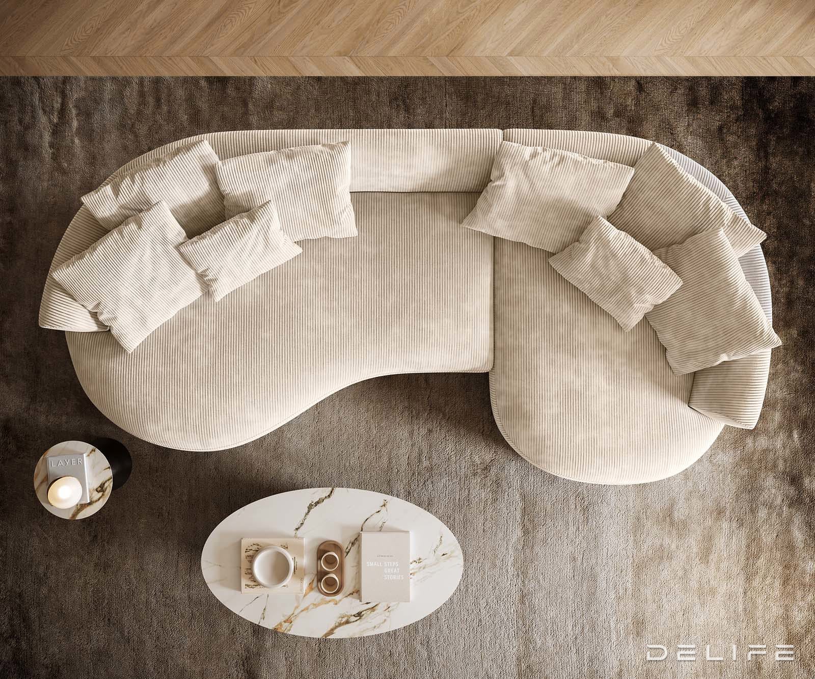 Sofa Edina 328x166cm, Materijal: Rebrasta tkanina