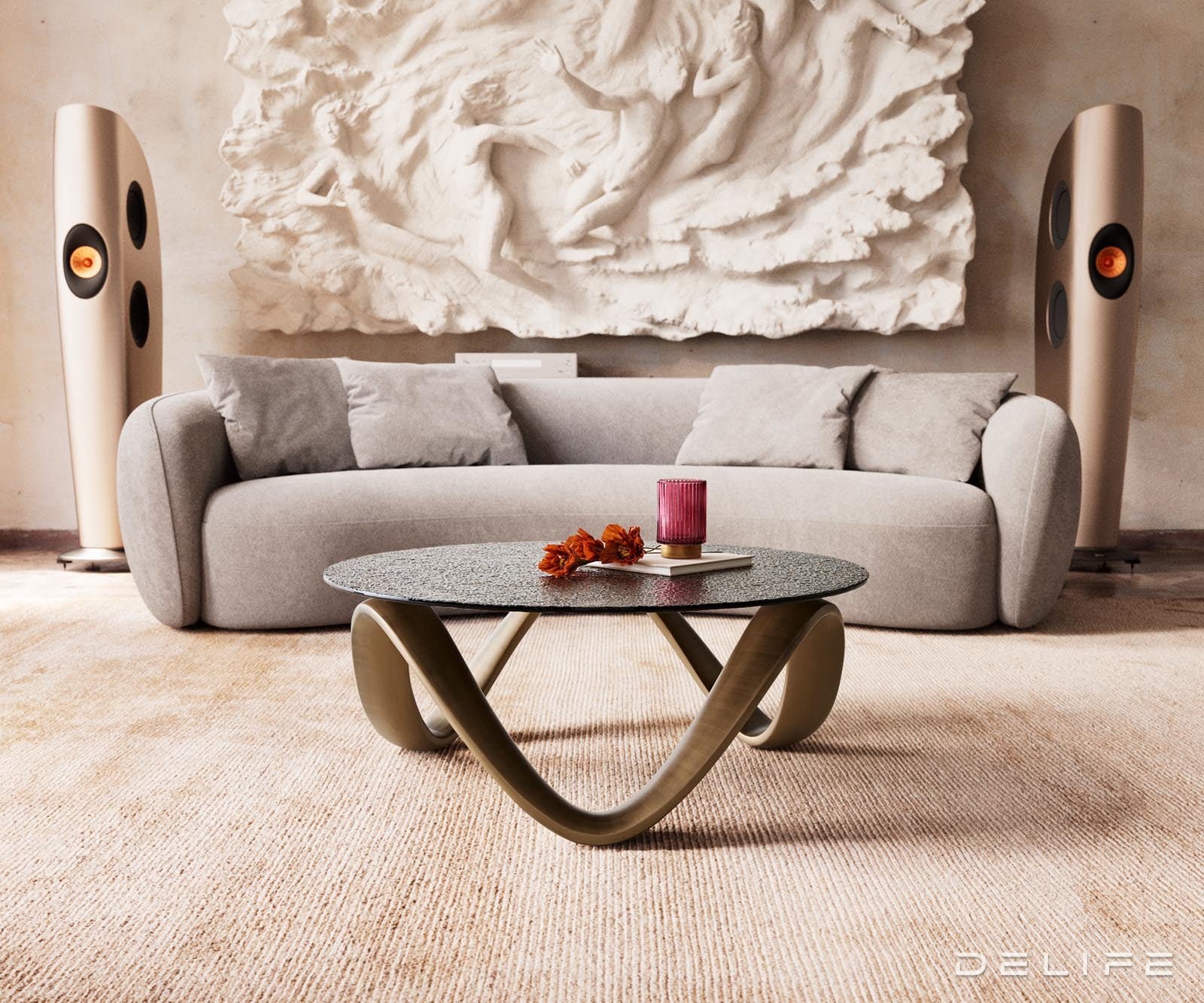 Klub stolić Tanju 90x90cm, Materijal: Reljefno staklo