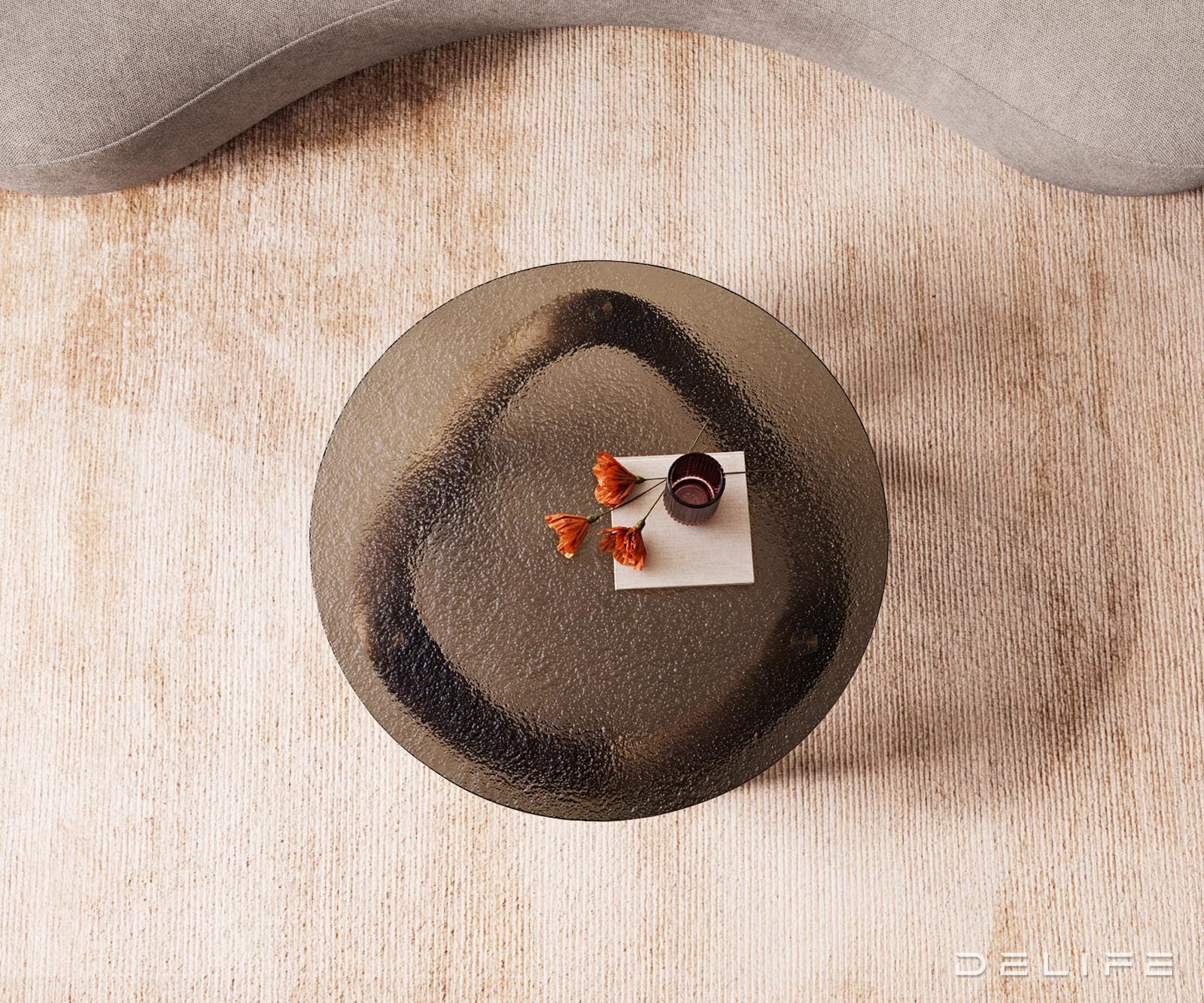 Klub stolić Tanju 90x90cm, Materijal: Reljefno staklo