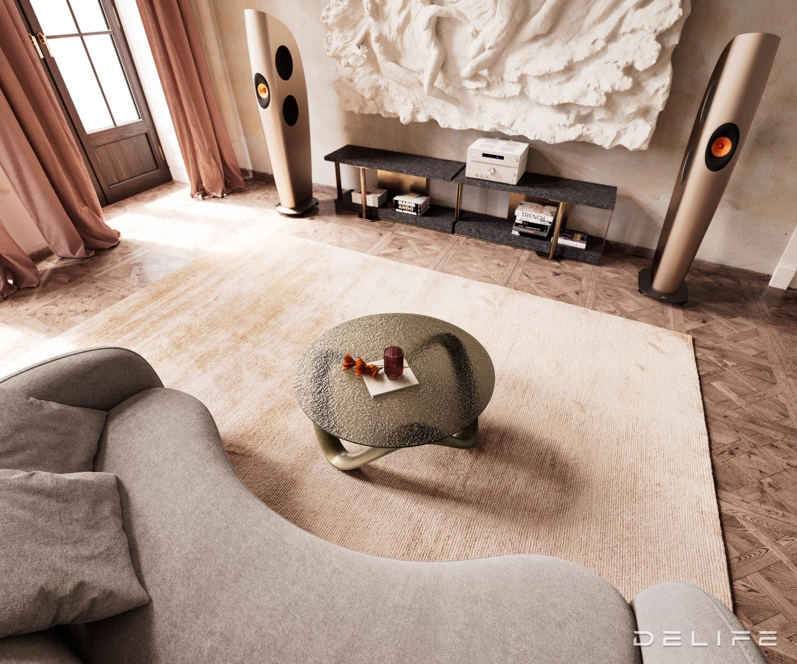 Klub stolić Tanju 90x90cm, Materijal: Reljefno staklo