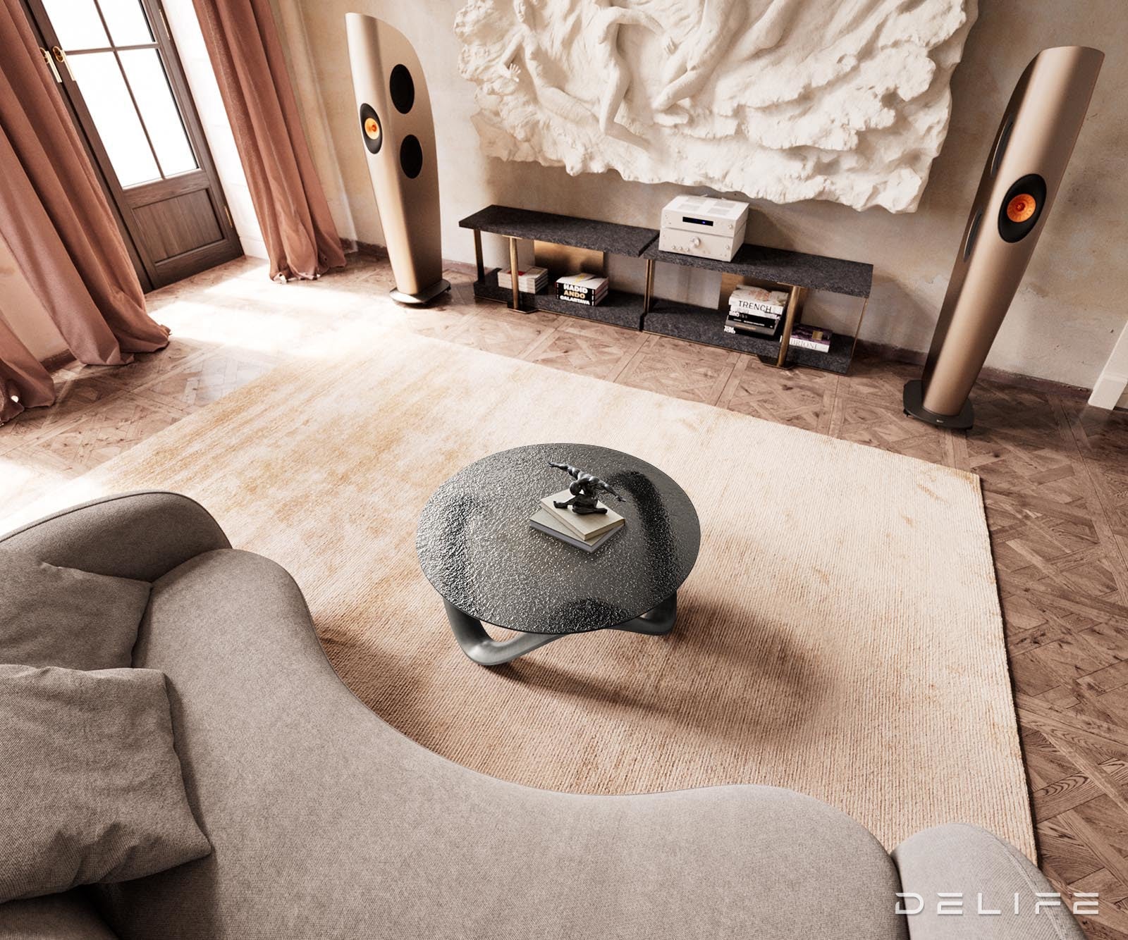 Klub stolić Tanju 90x90cm, Materijal: Reljefno staklo