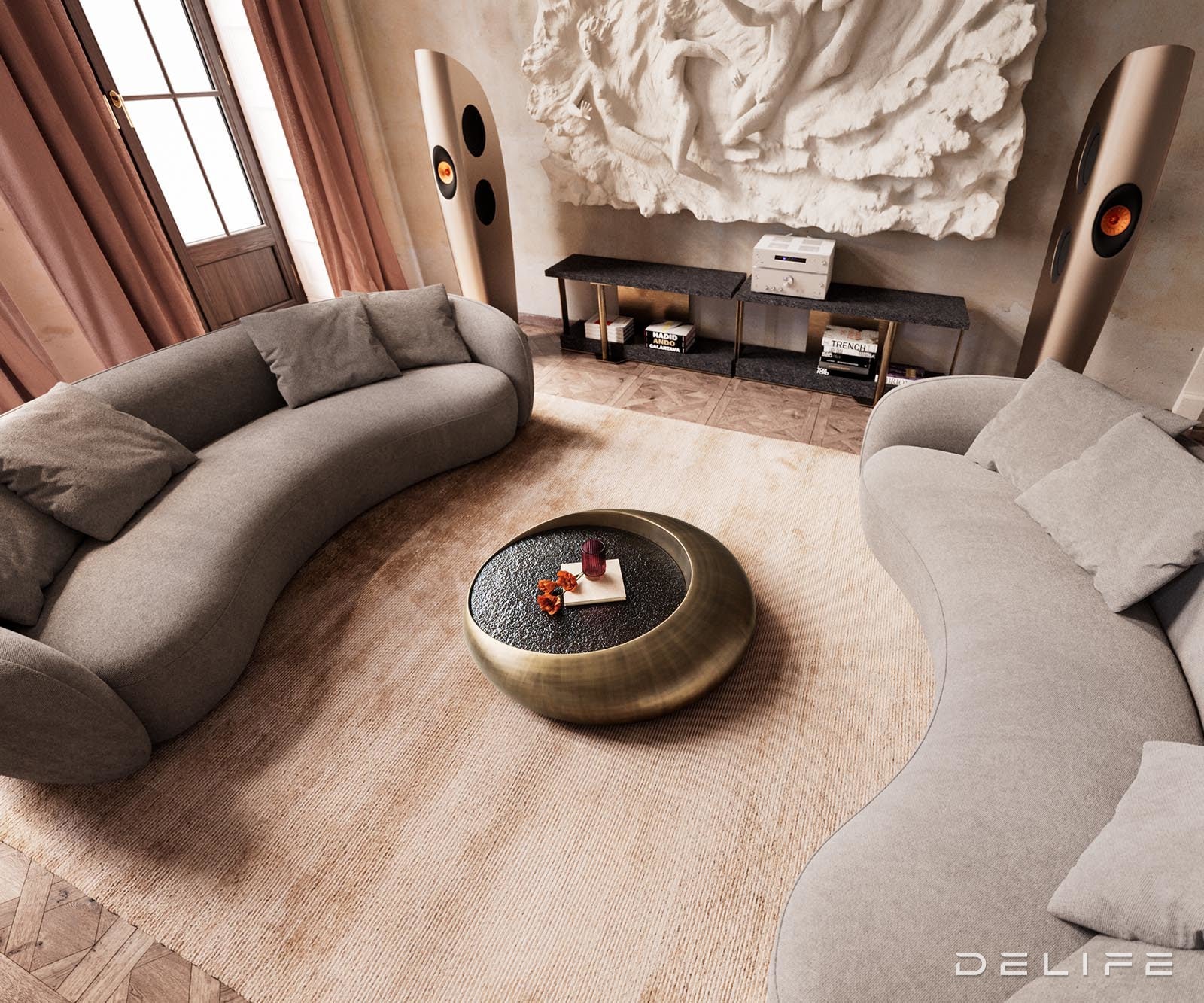 Klub stolić Blaise 100x100cm, Materijal: Reljefno staklo