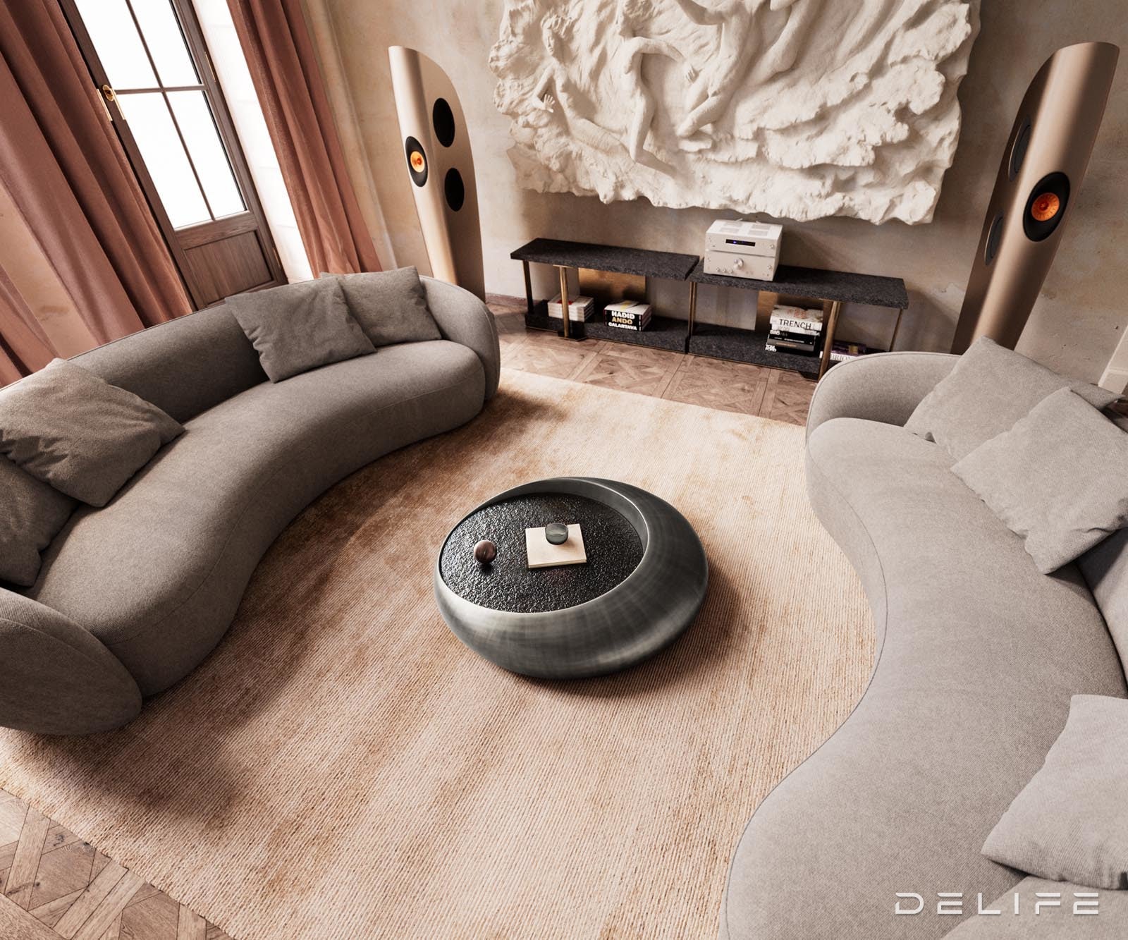 Klub stolić Blaise 100x100cm, Materijal: Reljefno staklo