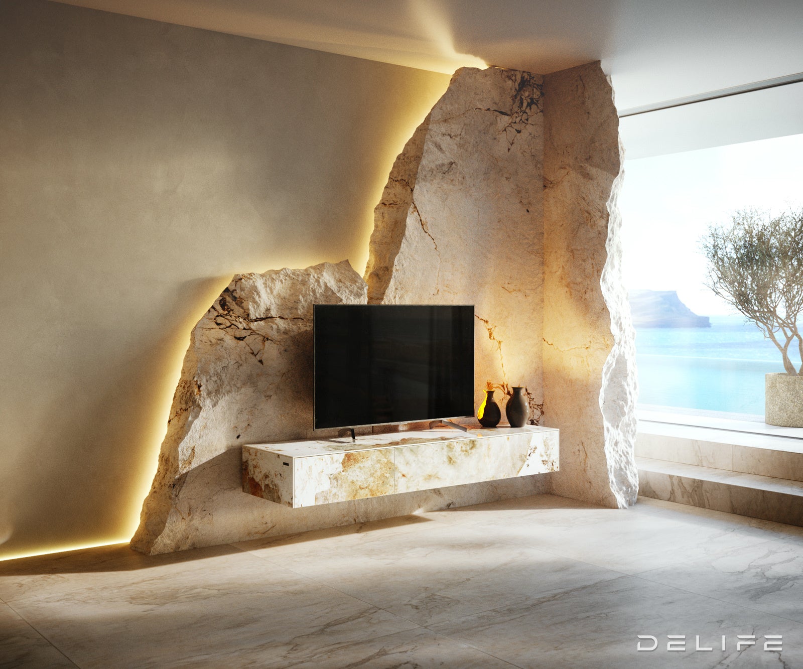 Tv komoda Cuor150x35cm, Materijal: Keramika Minas Melange