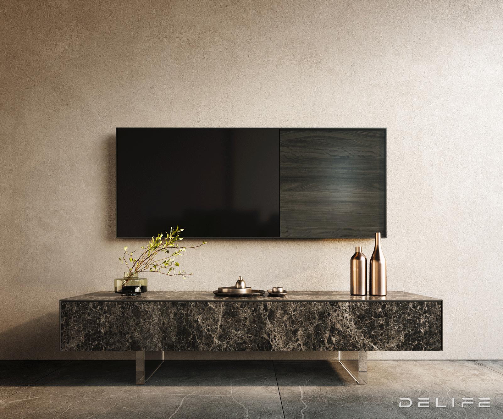 Tv komoda Cuor 150x40cm, Materijal: Emperador Extra Lucidato