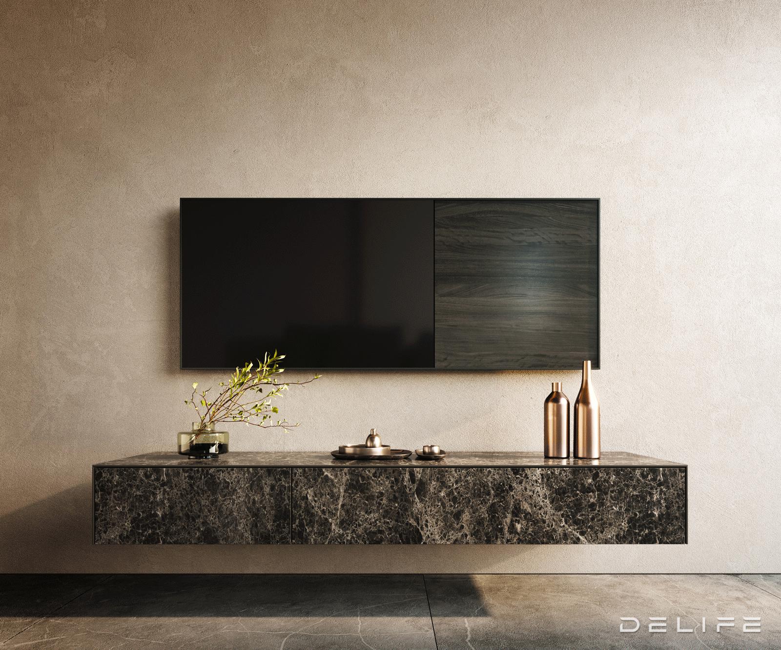 Tv komoda Cuor 150x40cm, Materijal: Emperador Extra Lucidato