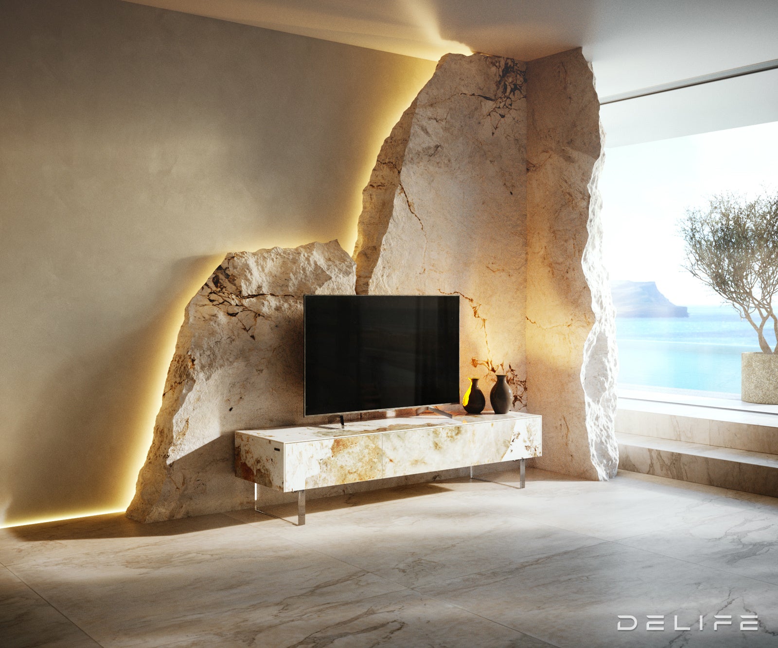 Tv komoda Cuor150x35cm, Materijal: Keramika Minas Melange