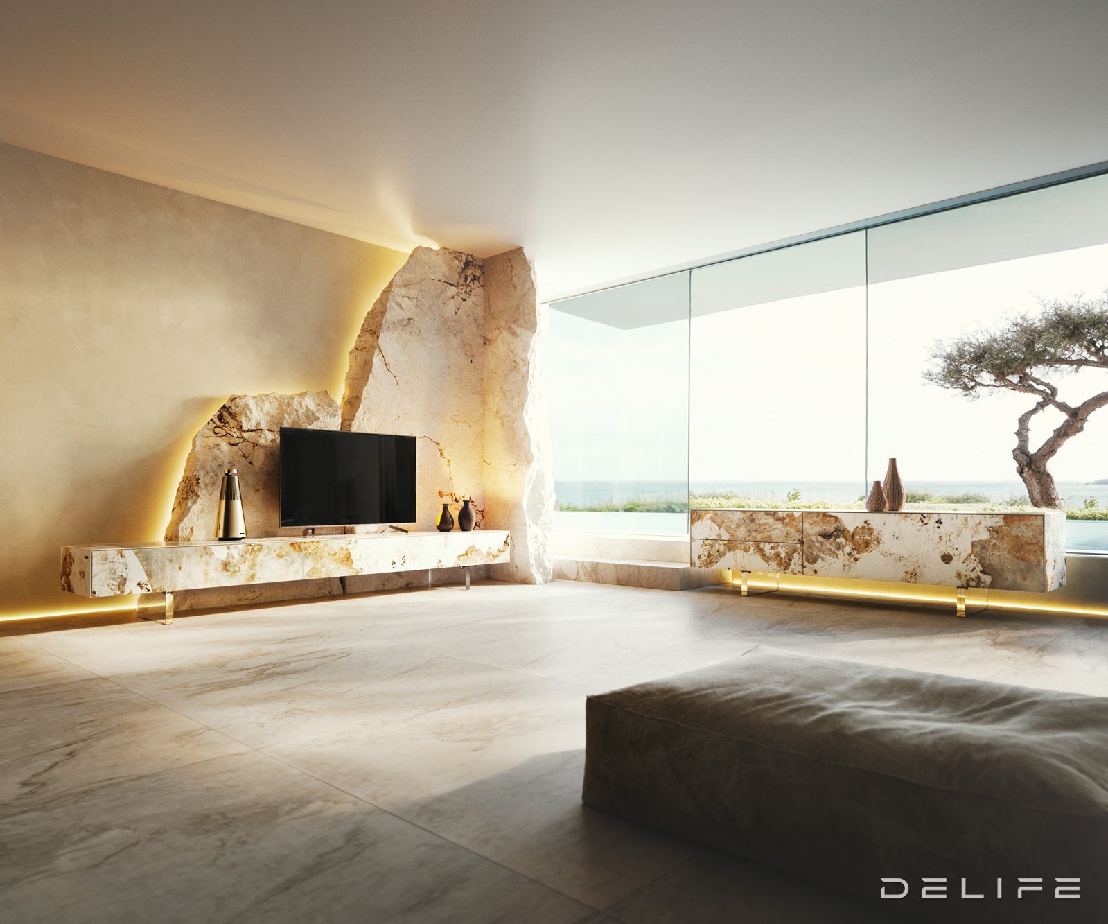 Tv komoda Cuor150x35cm, Materijal: Keramika Minas Melange