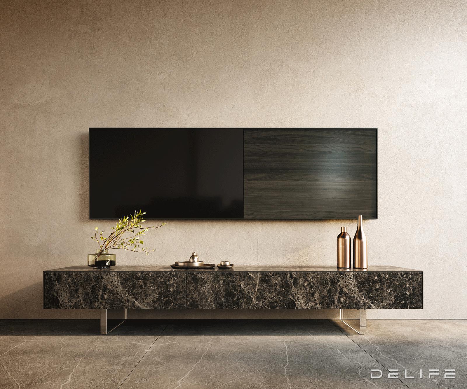 Tv komoda Cuor 200x40cm, Materijal: Emperador Extra Lucidato