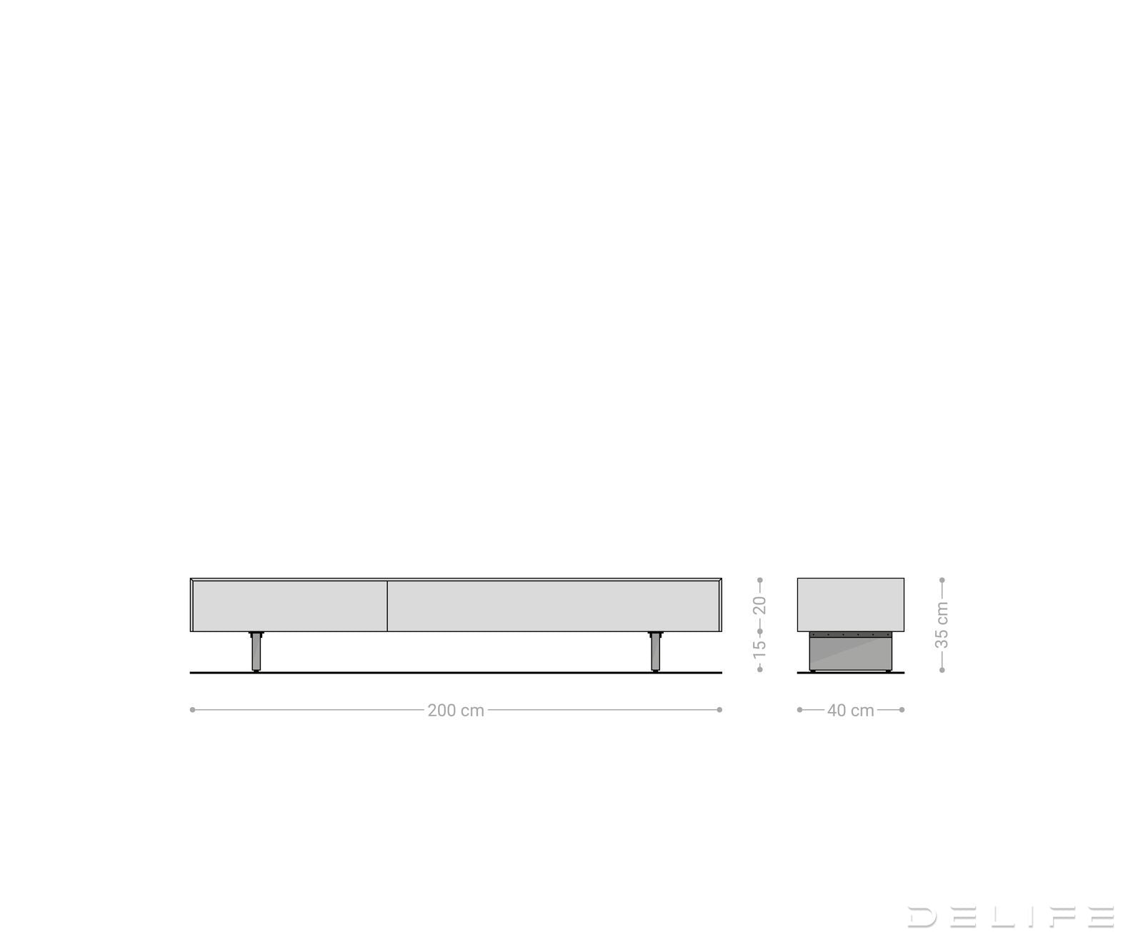 Tv komoda Cuor 200x40cm, Materijal: Emperador Extra Lucidato