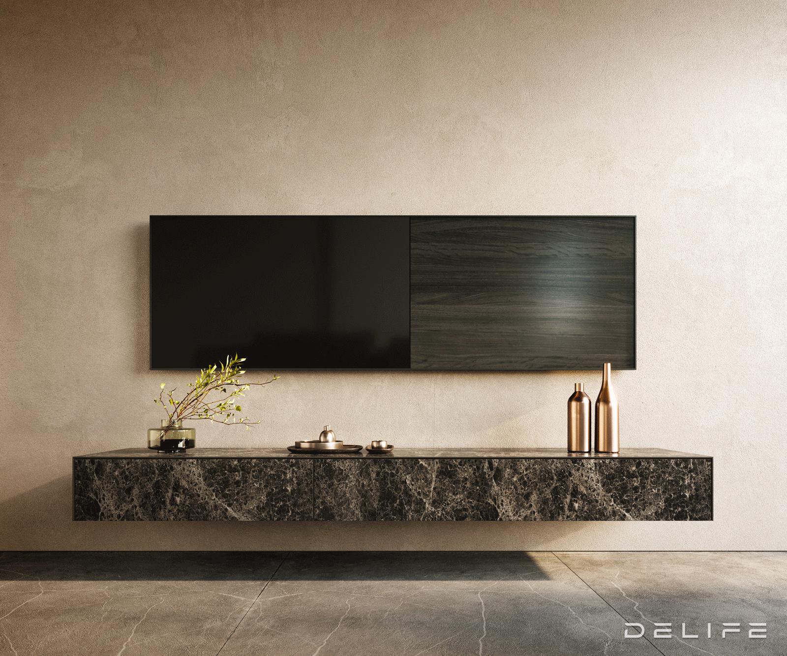 Tv komoda Cuor 200x40cm, Materijal: Emperador Extra Lucidato