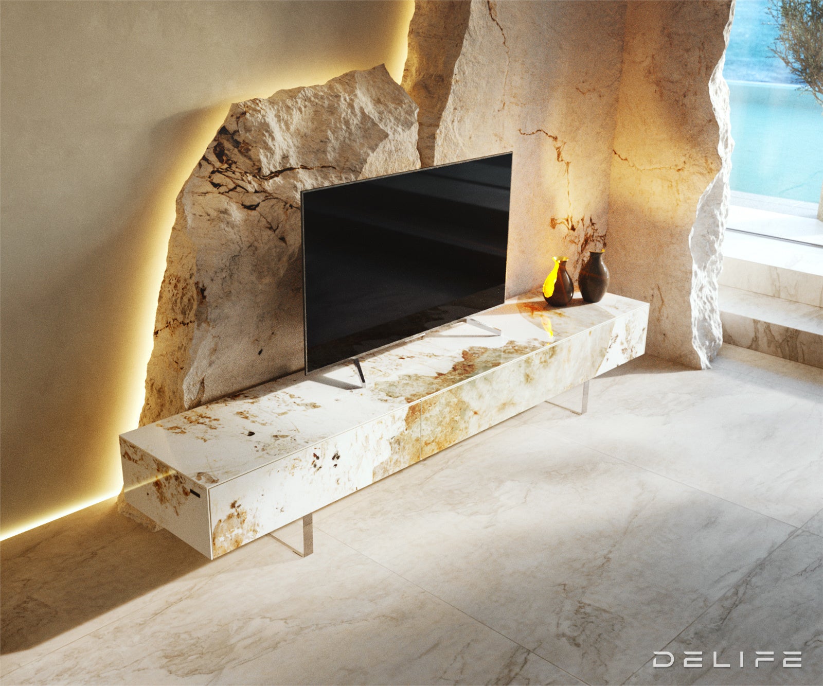 Tv Komoda Cuor 200x35cm, Materijal: Keramika Minas Melange