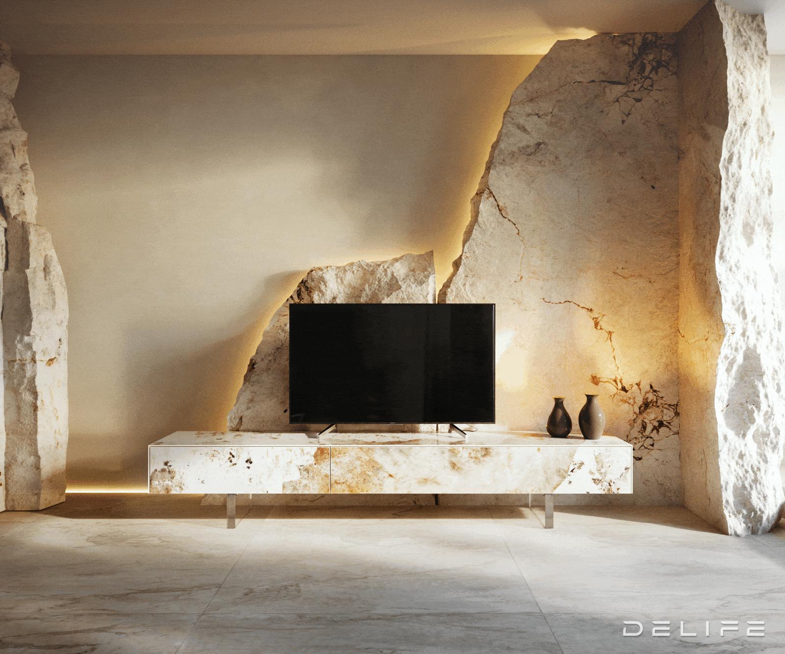 Tv Komoda Cuor 200x35cm, Materijal: Keramika Minas Melange