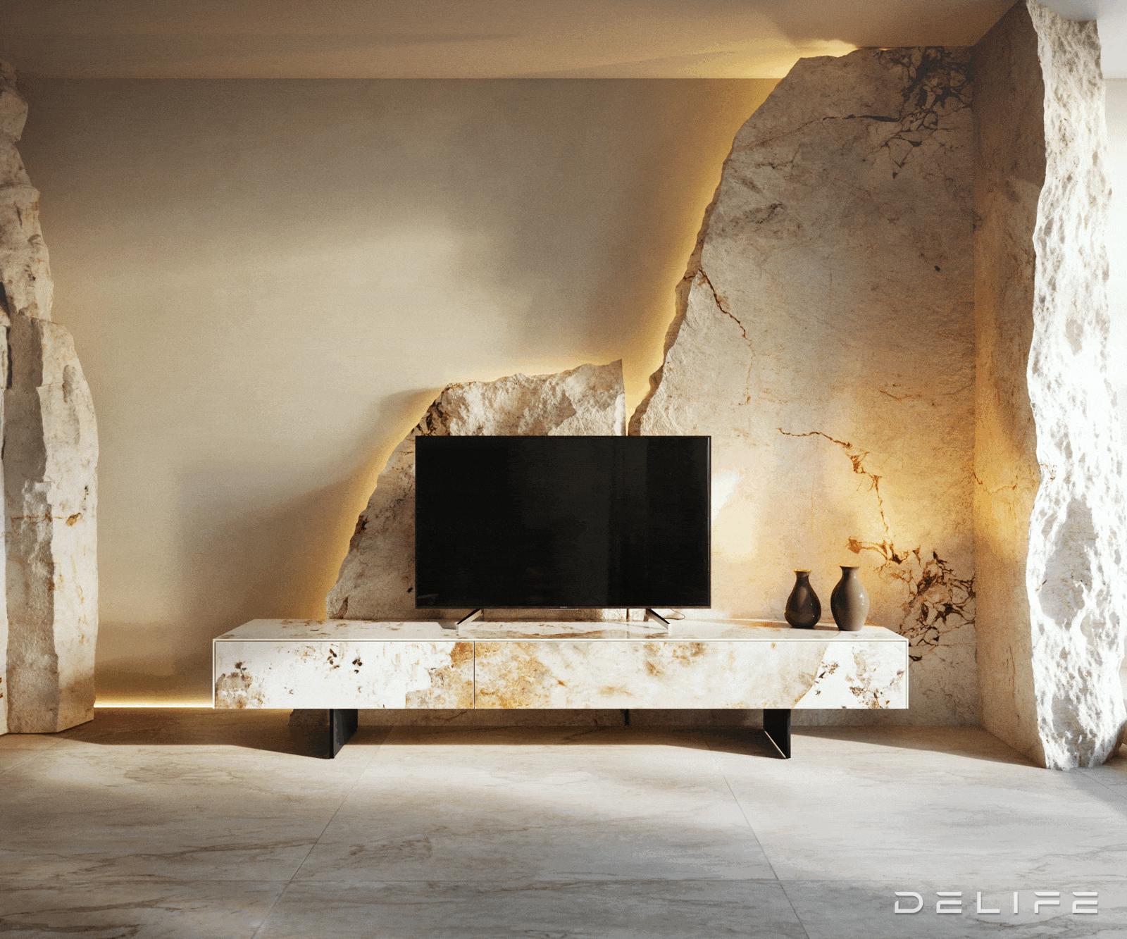 Tv Komoda Cuor 200x35cm, Materijal: Keramika Minas Melange