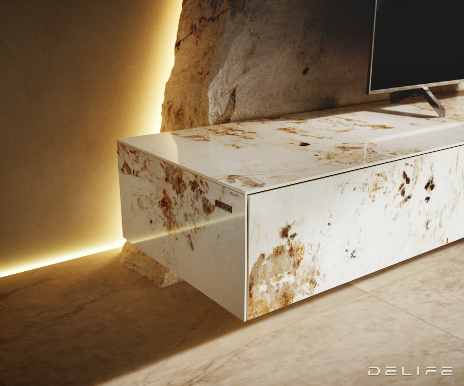 Tv Komoda Cuor 200x35cm, Materijal: Keramika Minas Melange