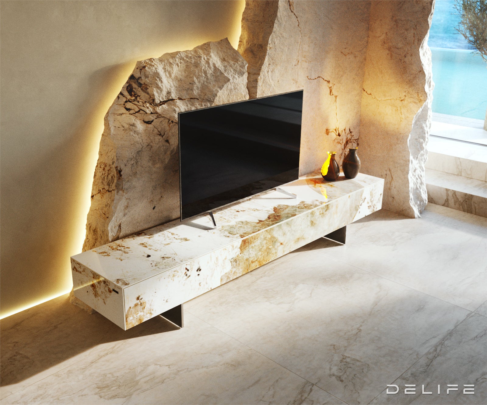 Tv Komoda Cuor 200x35cm, Materijal: Keramika Minas Melange