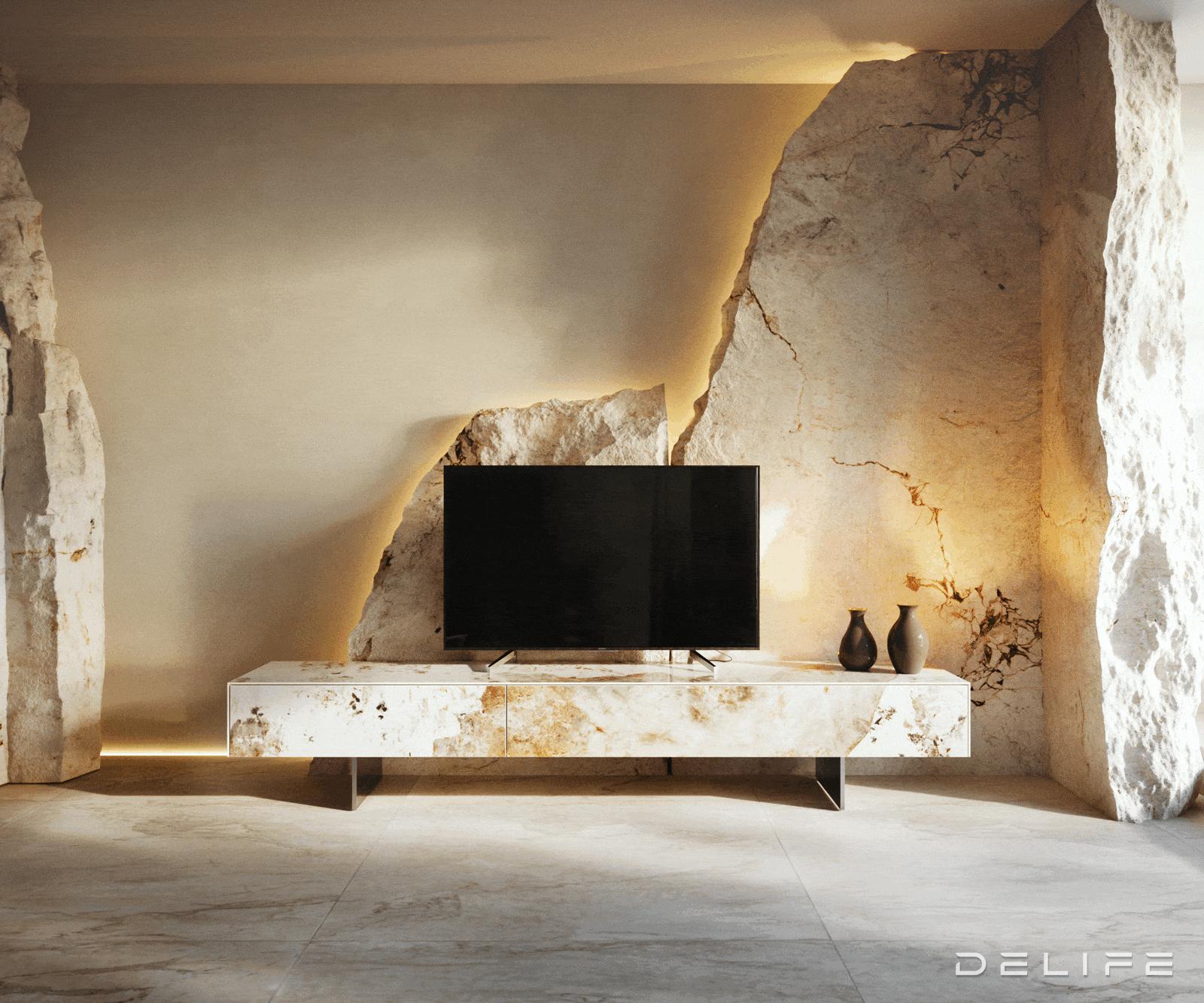 Tv Komoda Cuor 200x35cm, Materijal: Keramika Minas Melange