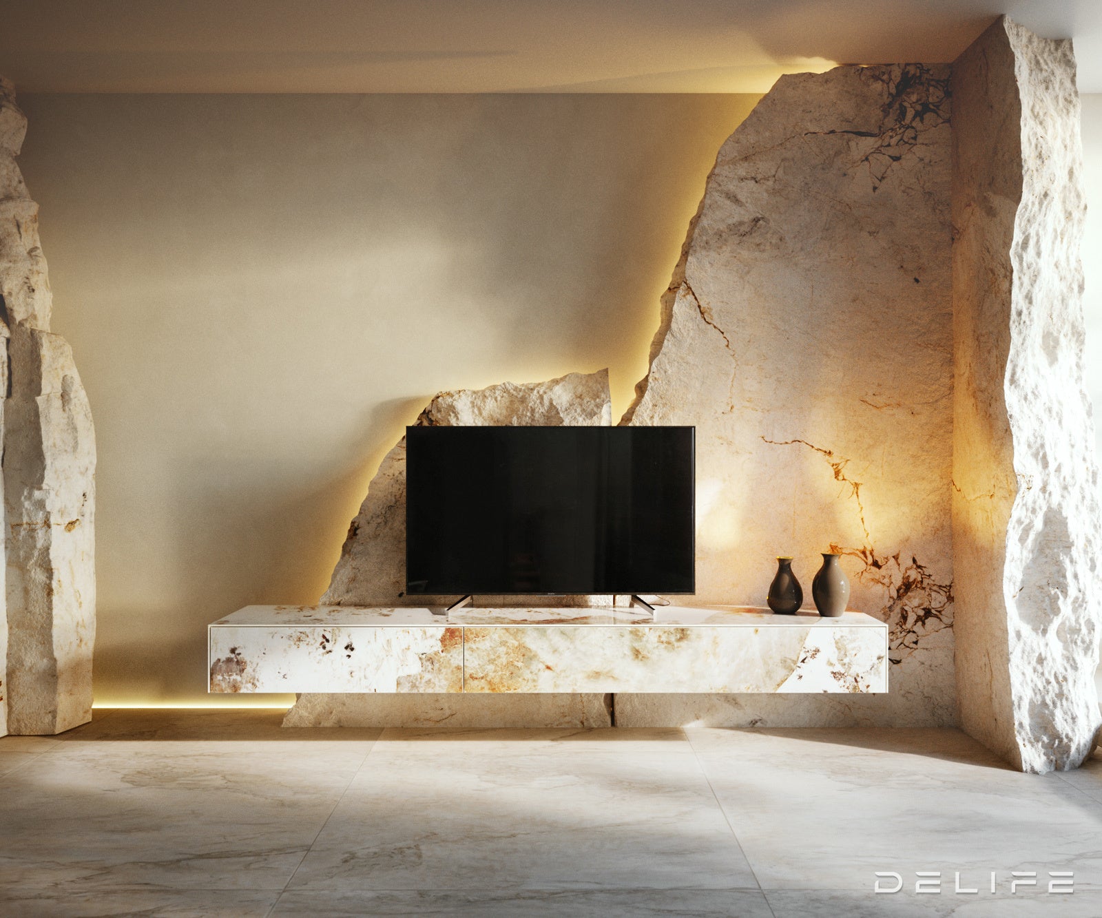 Tv Komoda Cuor 200x35cm, Materijal: Keramika Minas Melange