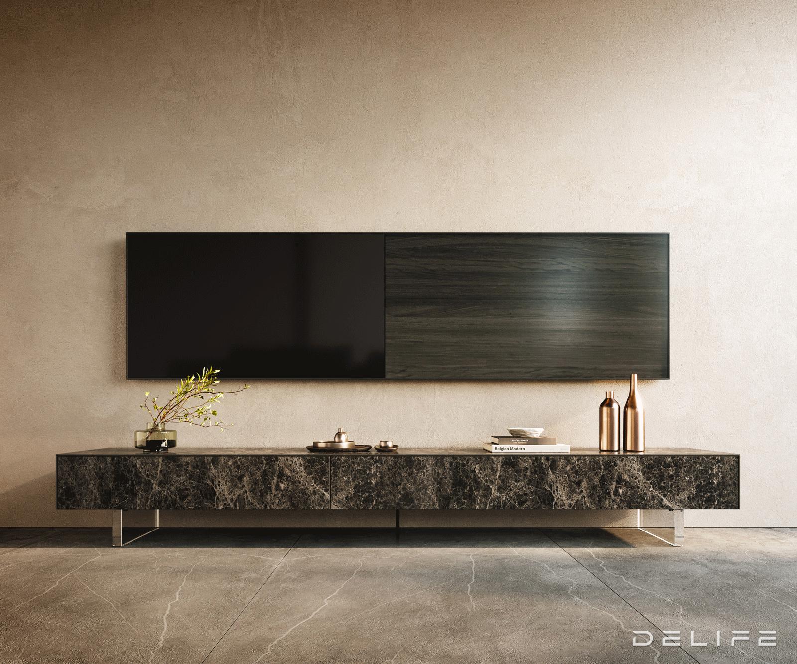 Tv komoda Cuor 250x40cm, Materijal: Emperador Extra Lucidato