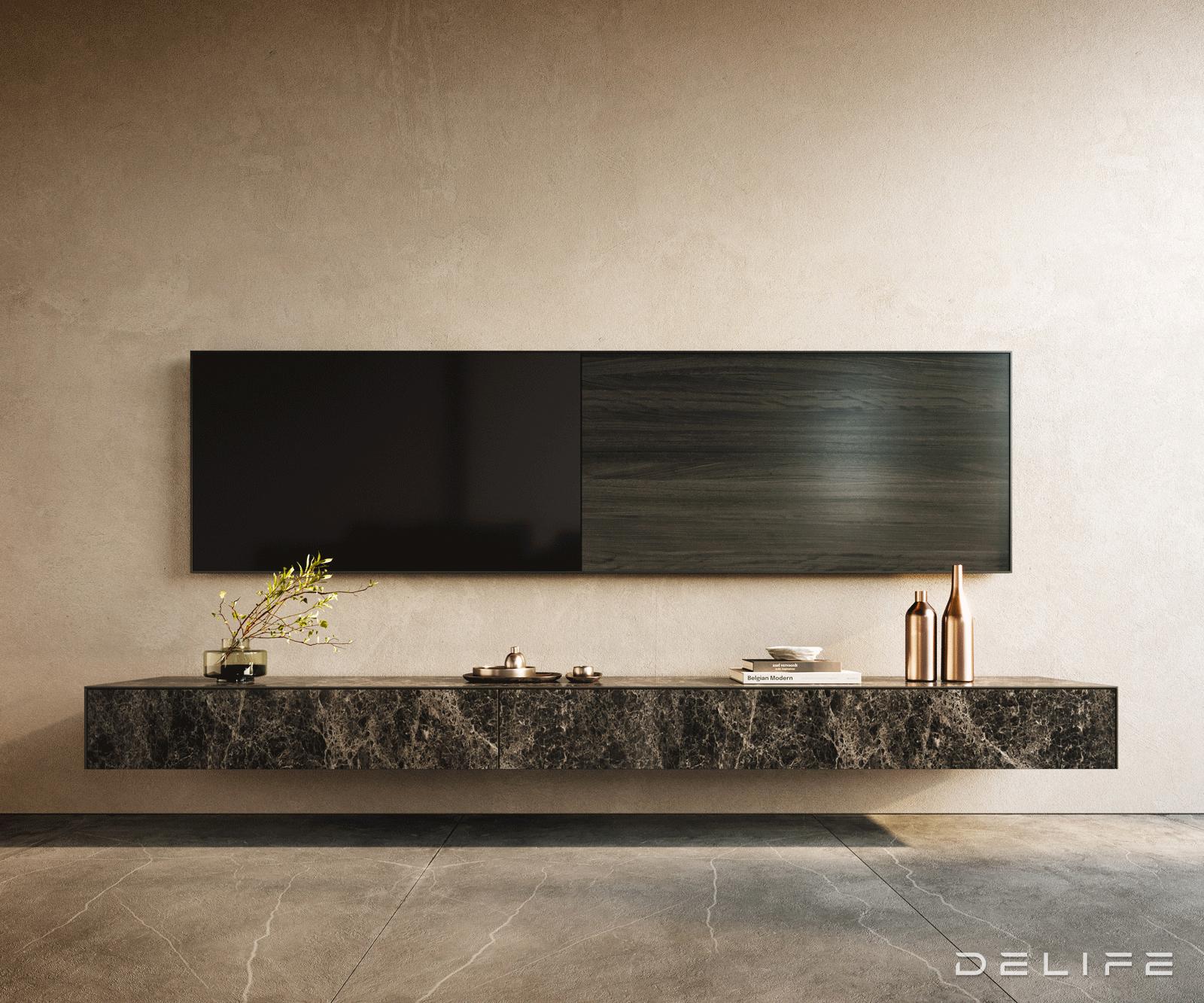 Tv komoda Cuor 250x40cm, Materijal: Emperador Extra Lucidato
