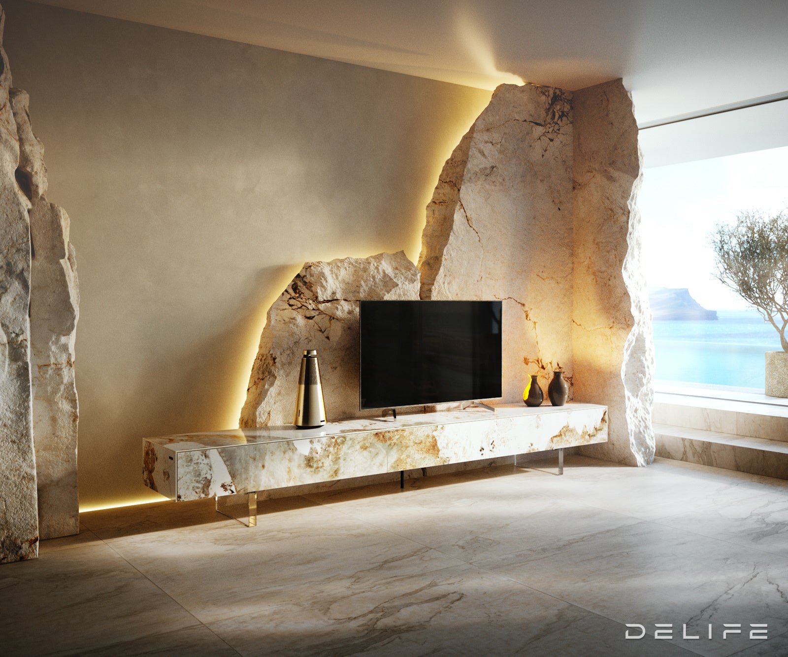 Tv komoda Cuor 250x35cm, Materijal: Keramika Minas Melange