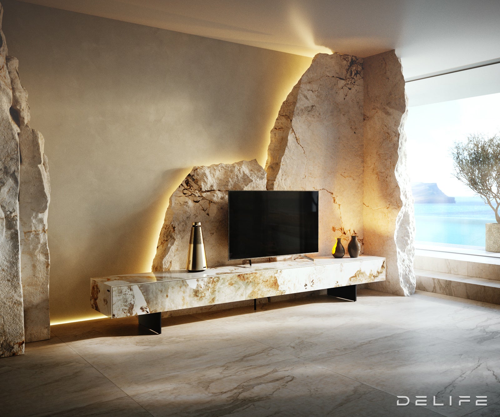 Tv komoda Cuor 250x35cm, Materijal: Keramika Minas Melange