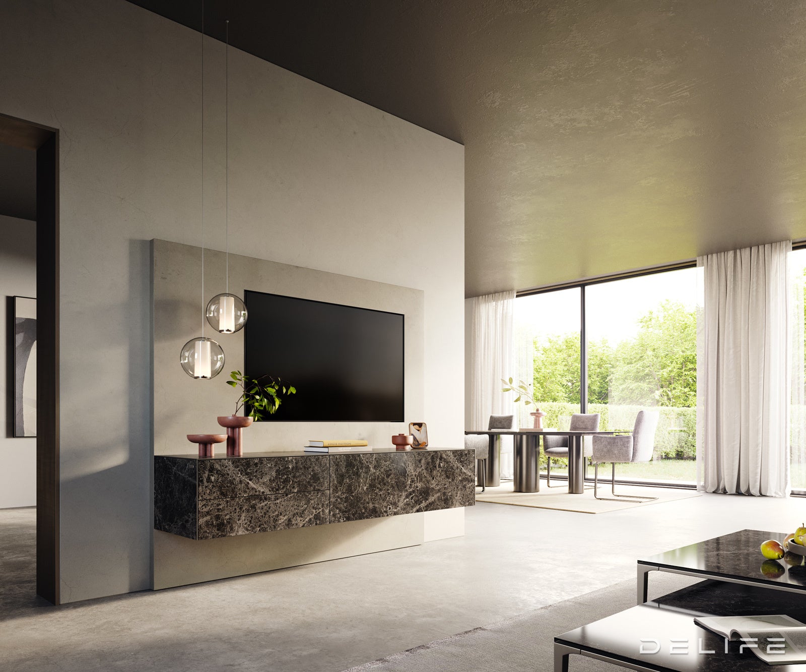 Tv komoda Cuor 180x45cm, Materijal: Emperador Extra Lucidato