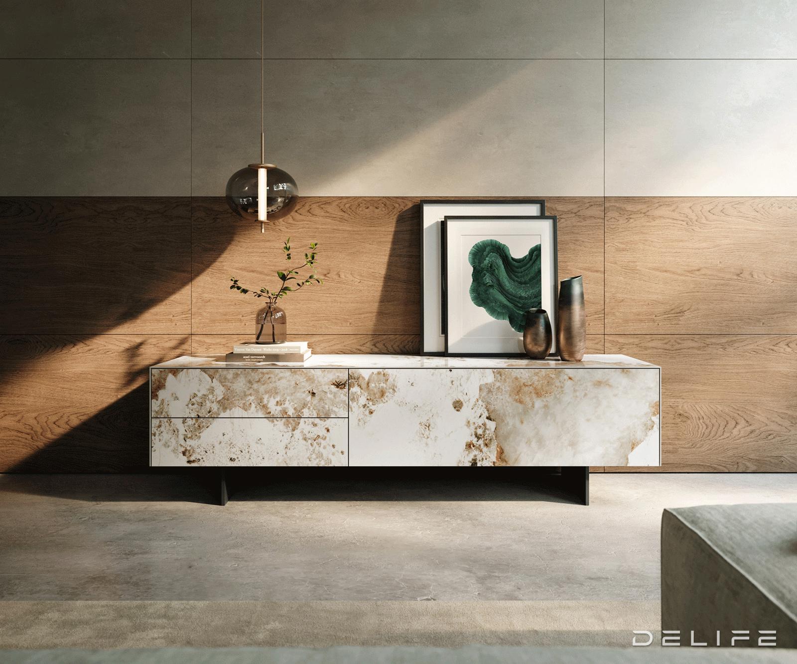 Tv komoda Cuor 180x35cm, Materijal: Keramika Minas Melange