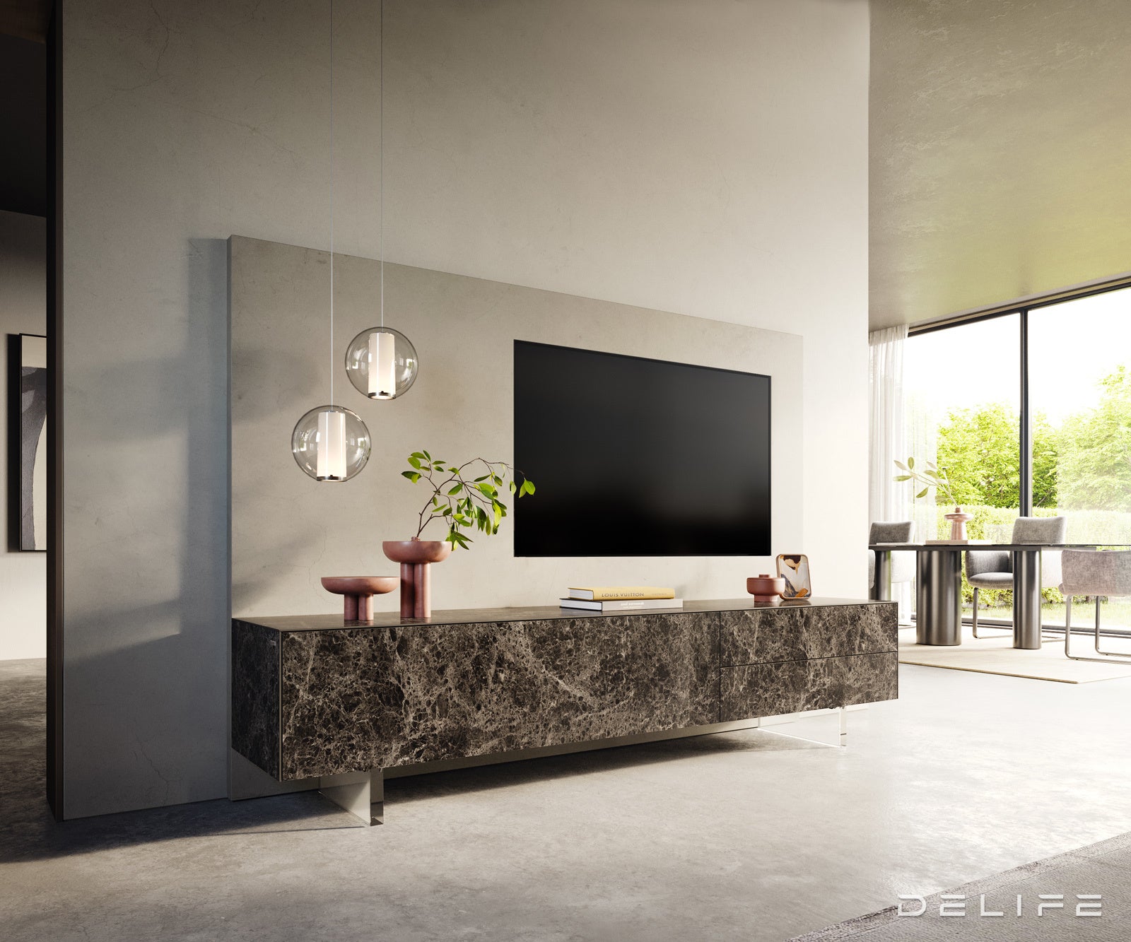 Tv komoda Cuor 220x45cm, Materijal: Emperador Extra Lucidato