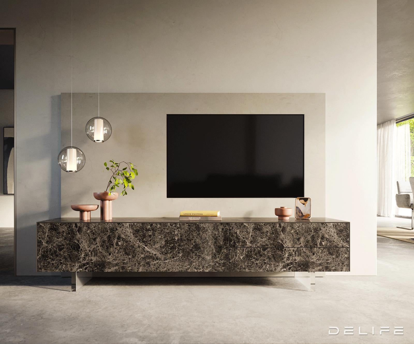 Tv komoda Cuor 220x45cm, Materijal: Emperador Extra Lucidato