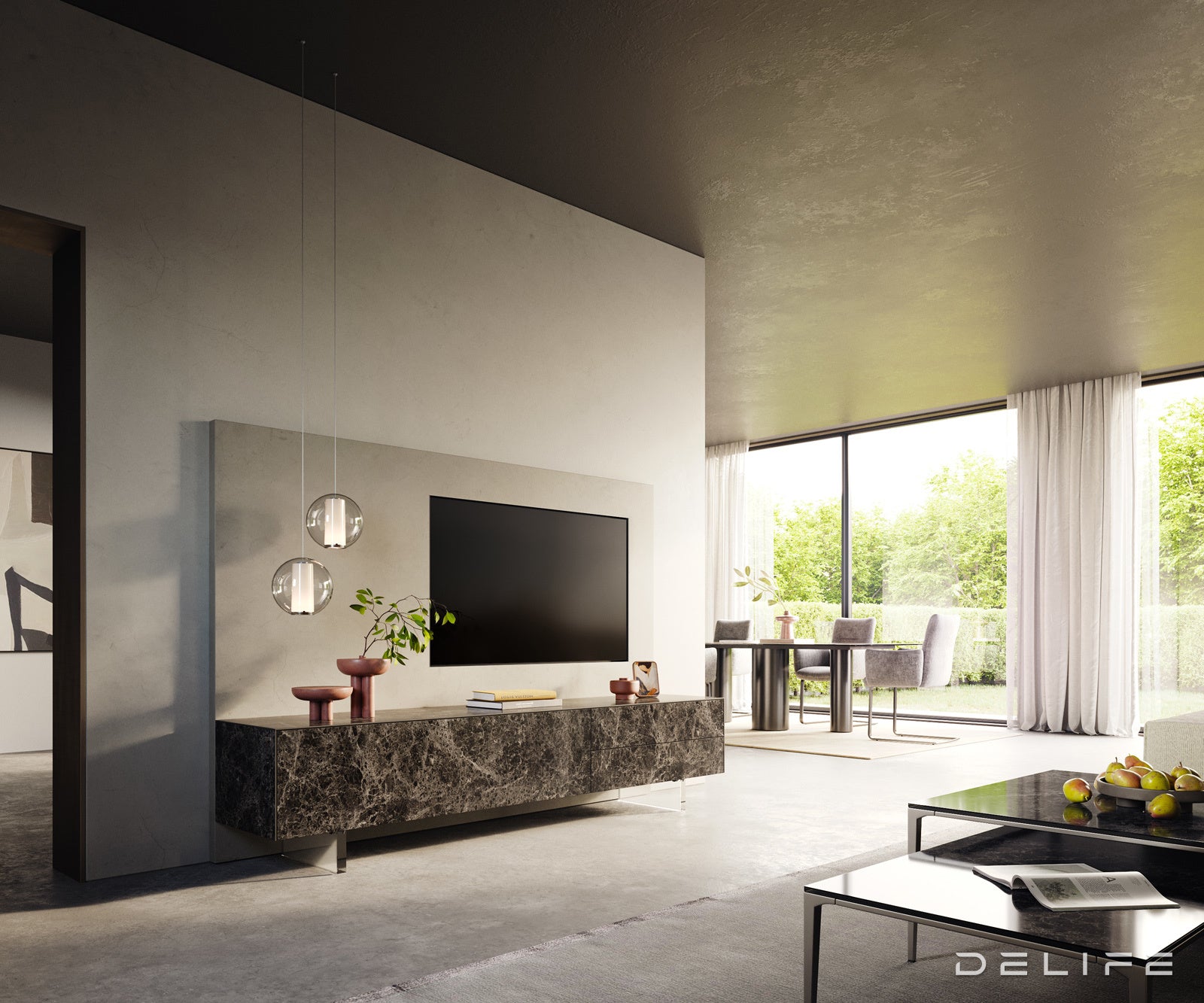 Tv komoda Cuor 220x45cm, Materijal: Emperador Extra Lucidato